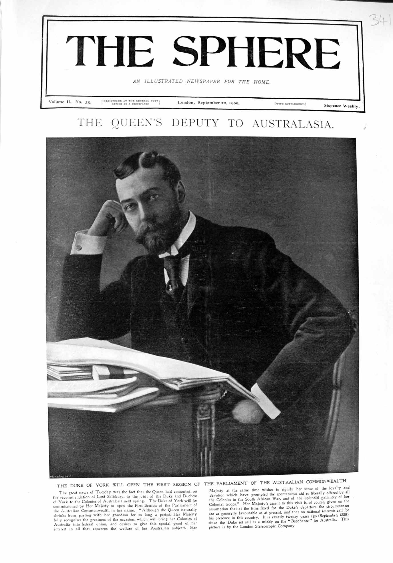 Original Old Antique Print 1900 Duke York Australian Commonwealth Parliament