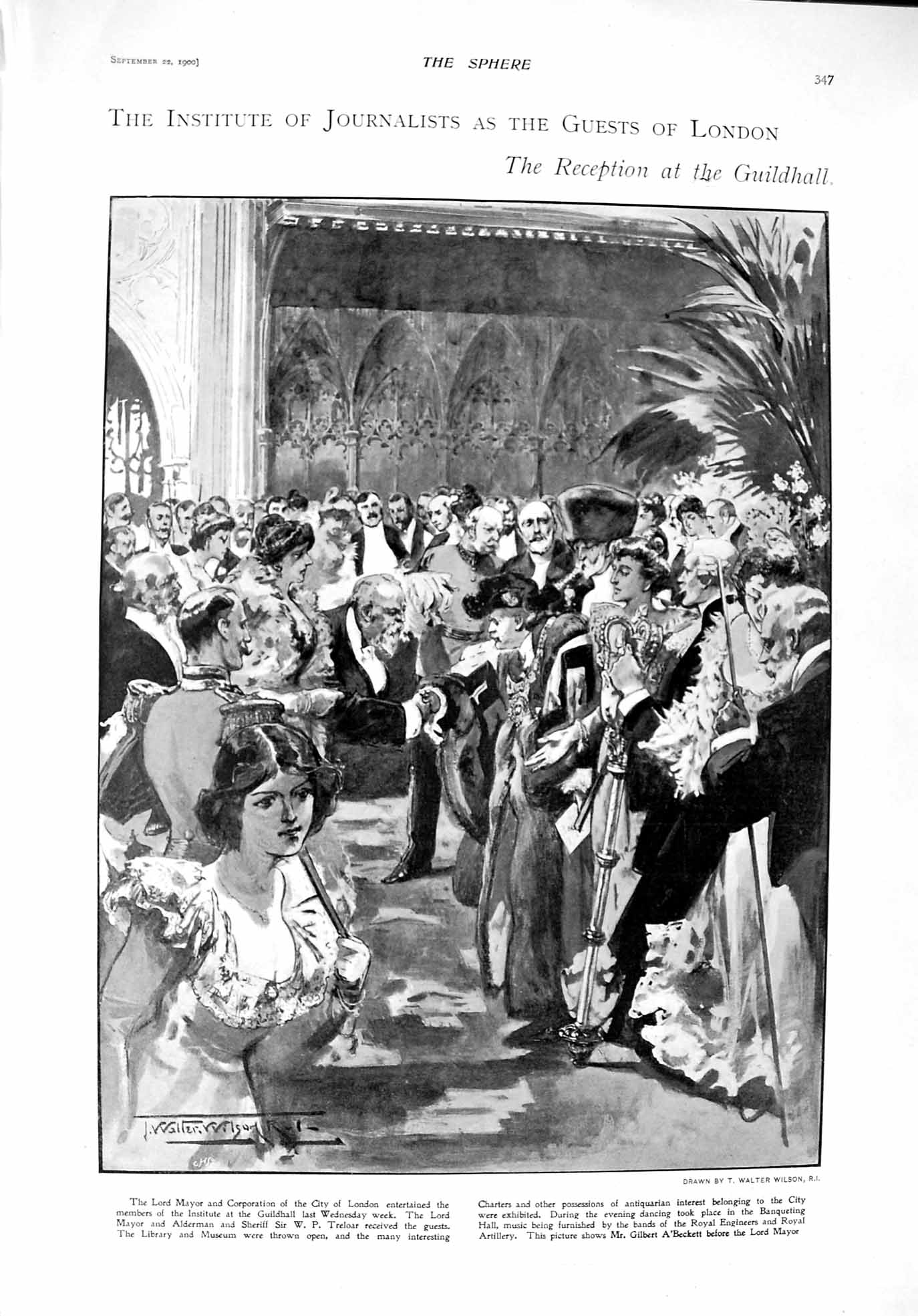 Original Old Antique Print 1900 Lord Mayor Guildhall Tientsin China Sier War