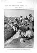 Original Old Antique Print 1900 Gordon Highlanders Doorn Kop War Ashanti Fane