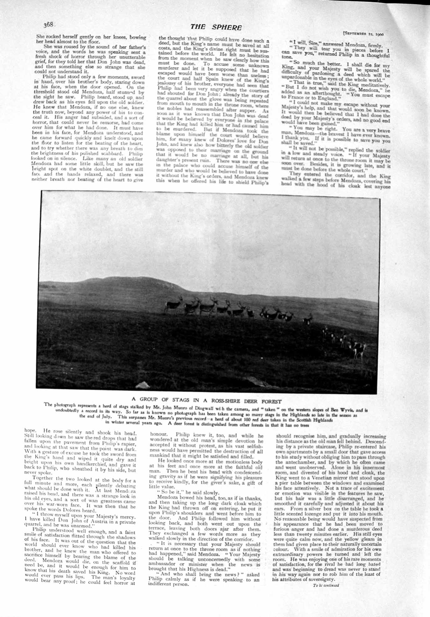Original Old Antique Print 1900 Stags Munro Dingwall Ben Wyvis Greek Sculpture