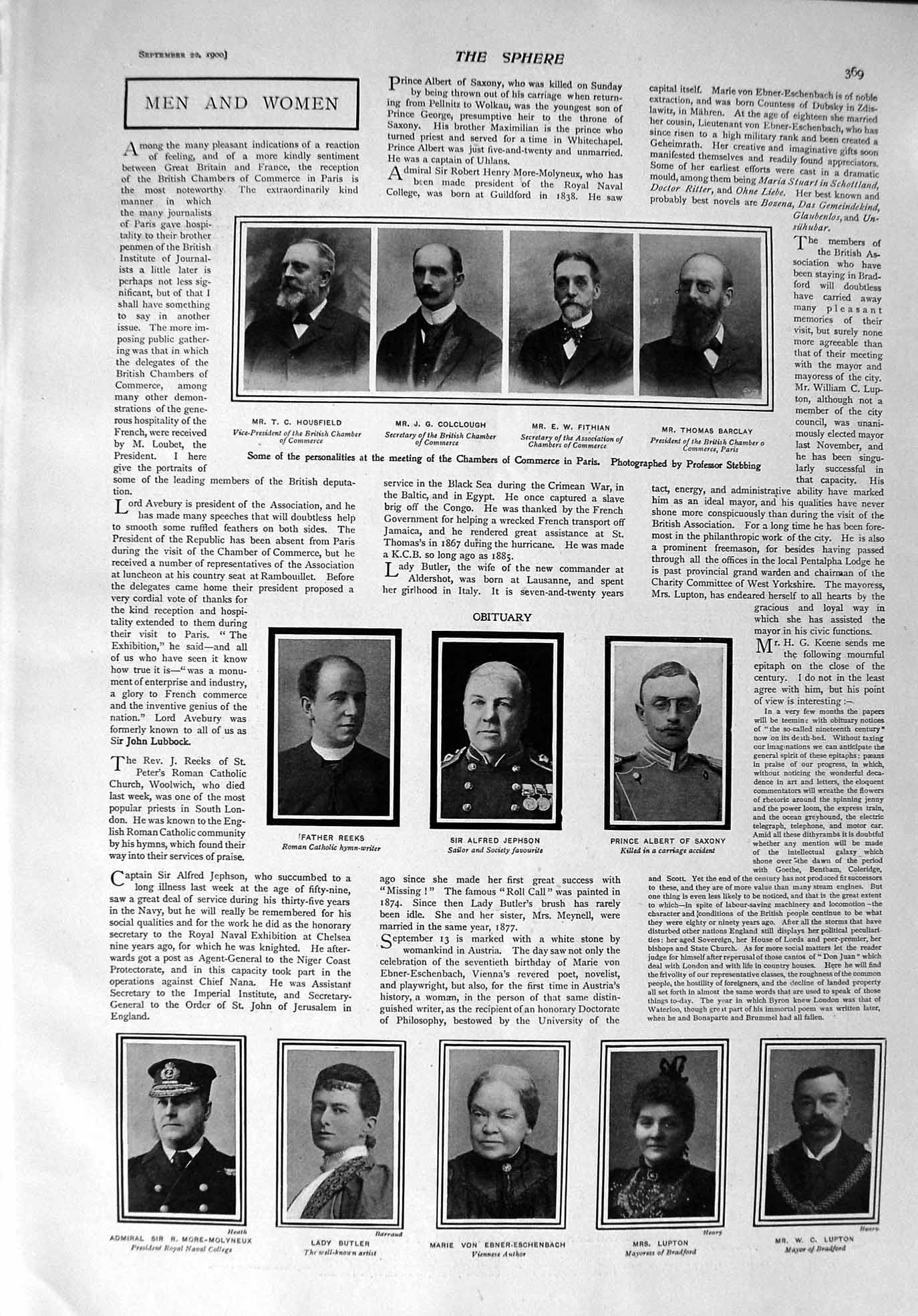Old Antique Print 1900 Housefield Fithian Jephson Butler Danish Royalty 20th