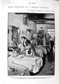 Original Old Antique Print 1900 Boer War Palace Hospital Nurses Kruger Joubert