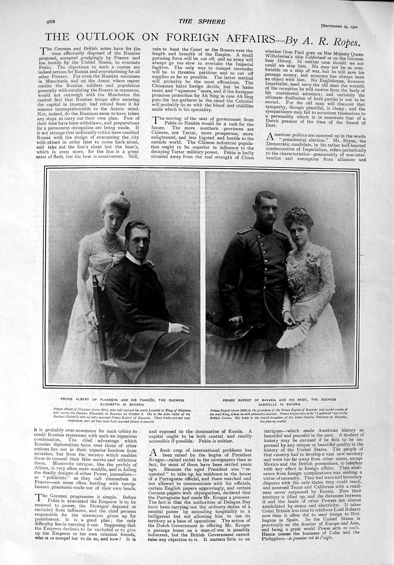 Old Antique Print 1900 Prince Albert Flanders Rupert Bavaria Jones Oeker 20th