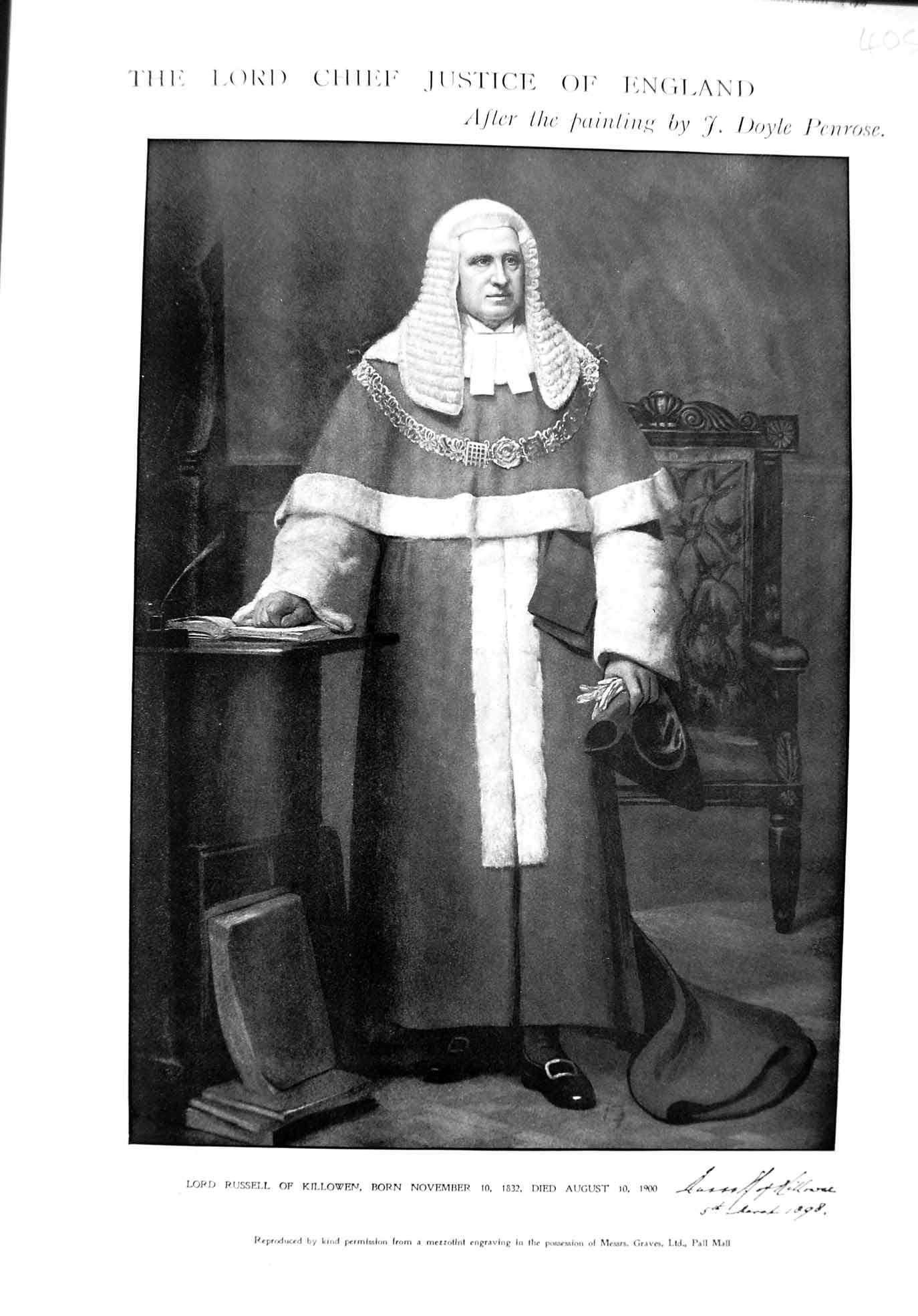 Old Antique Print 1900 Lord Russell Killowen Chief Justice England Ref.2 20th
