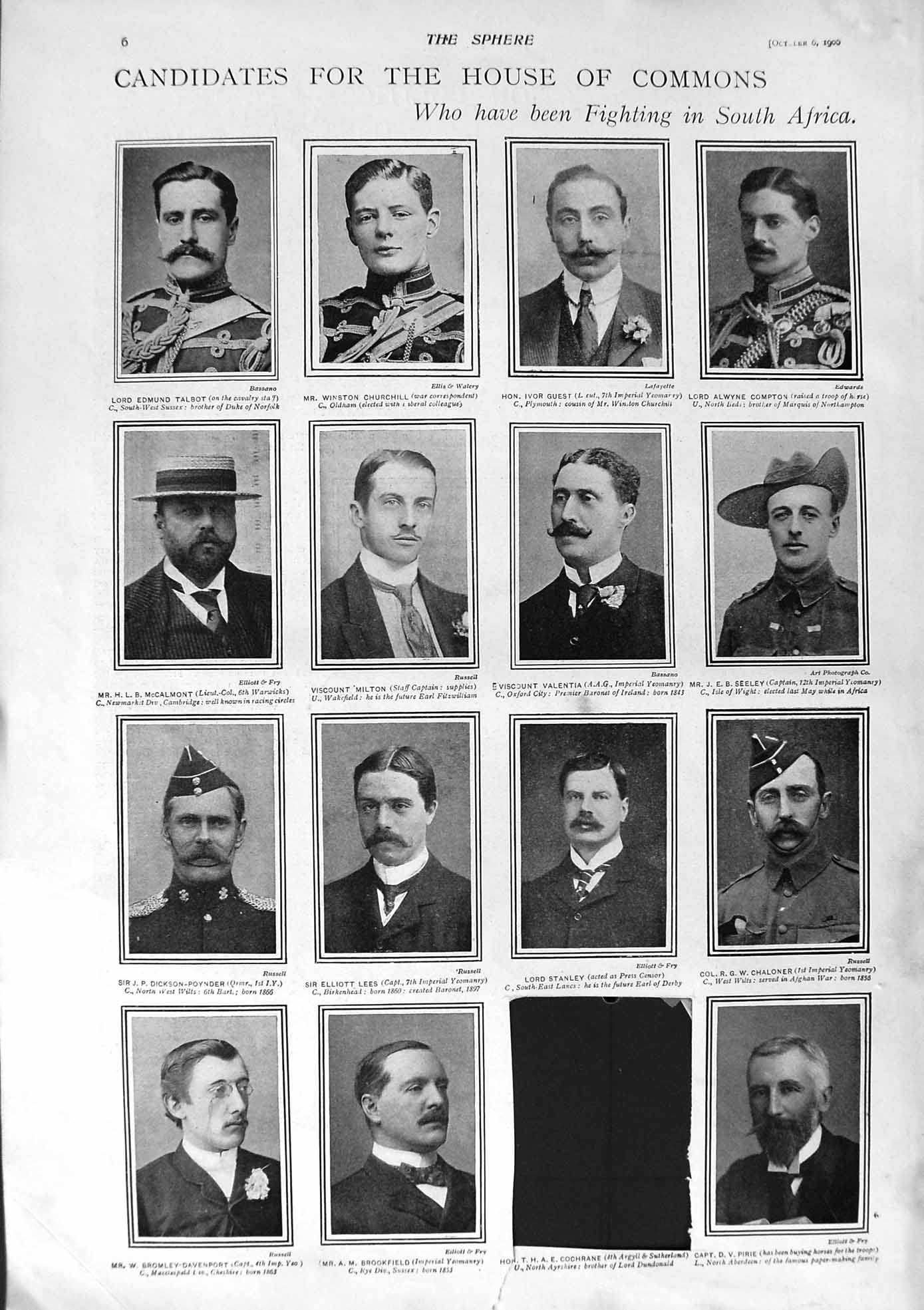Original Old Antique Print Damaged 1900 Talbot Milton War Stanley Balfour 20th