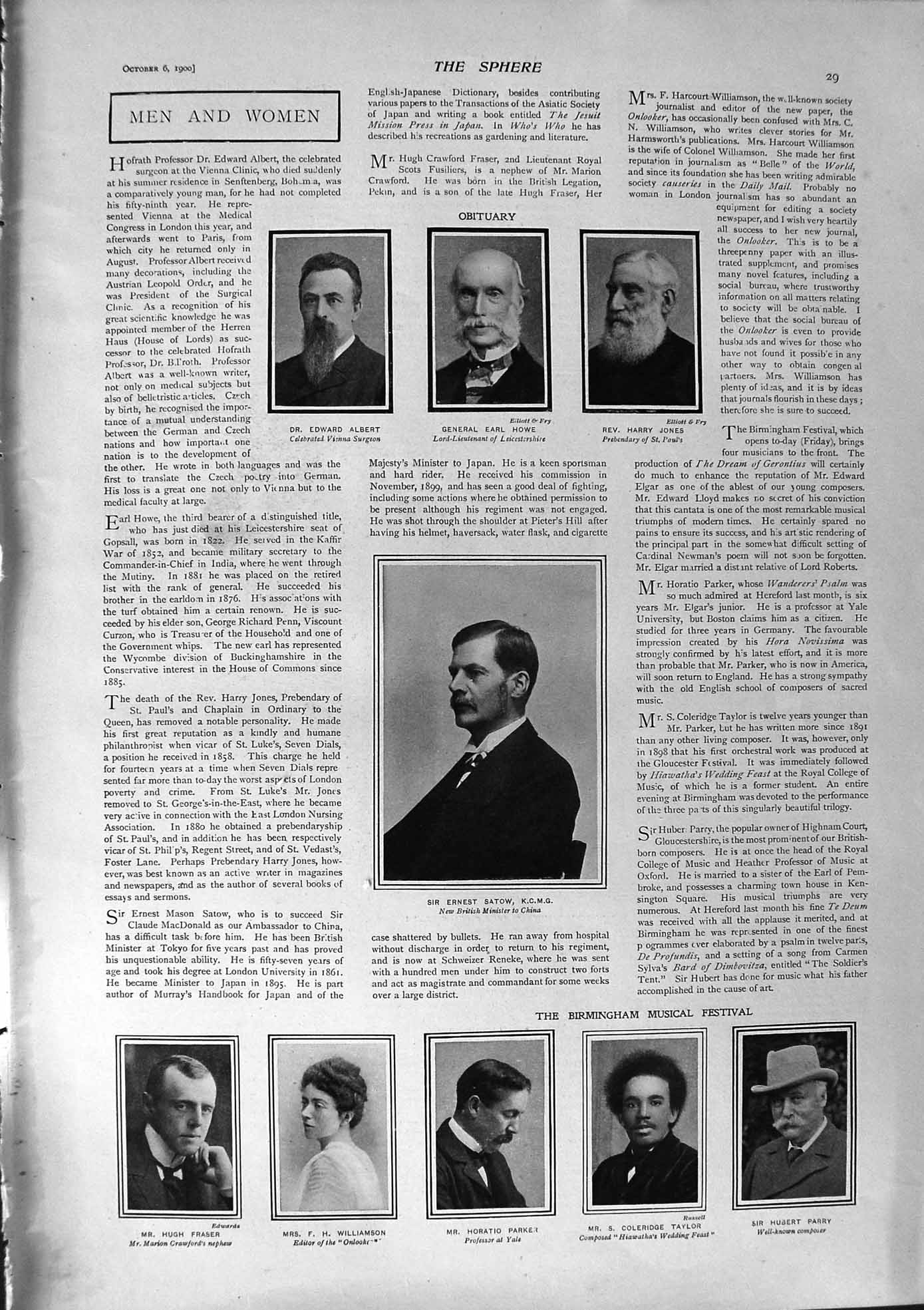 Old Antique Print 1900 Eral Howe Jones Albert Satow Parker Theatre Nell 20th