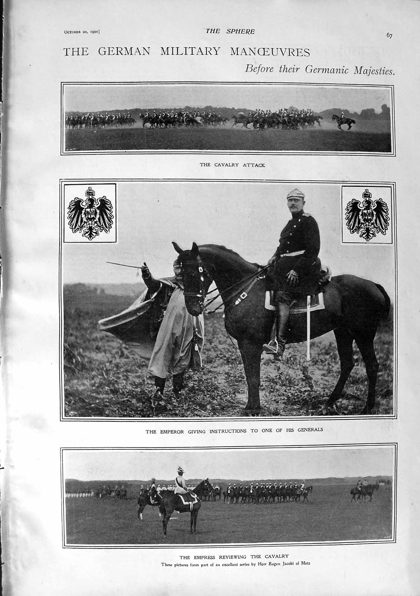 Original Old Antique Print 1900 German Emperor Cavalry War Prince George Sirdar
