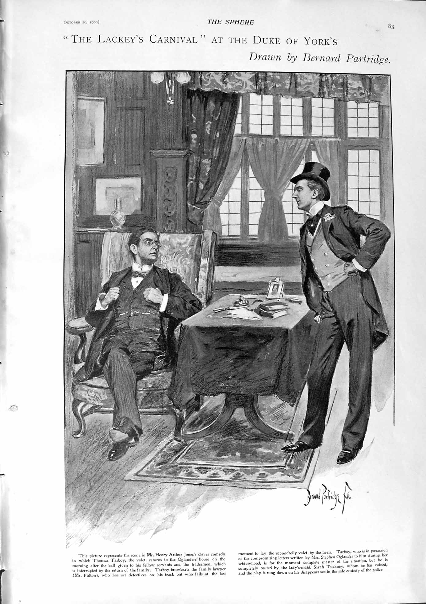 Original Old Antique Print 1900 Theatre Tarboy Oglander Marquis Bute Rothesay
