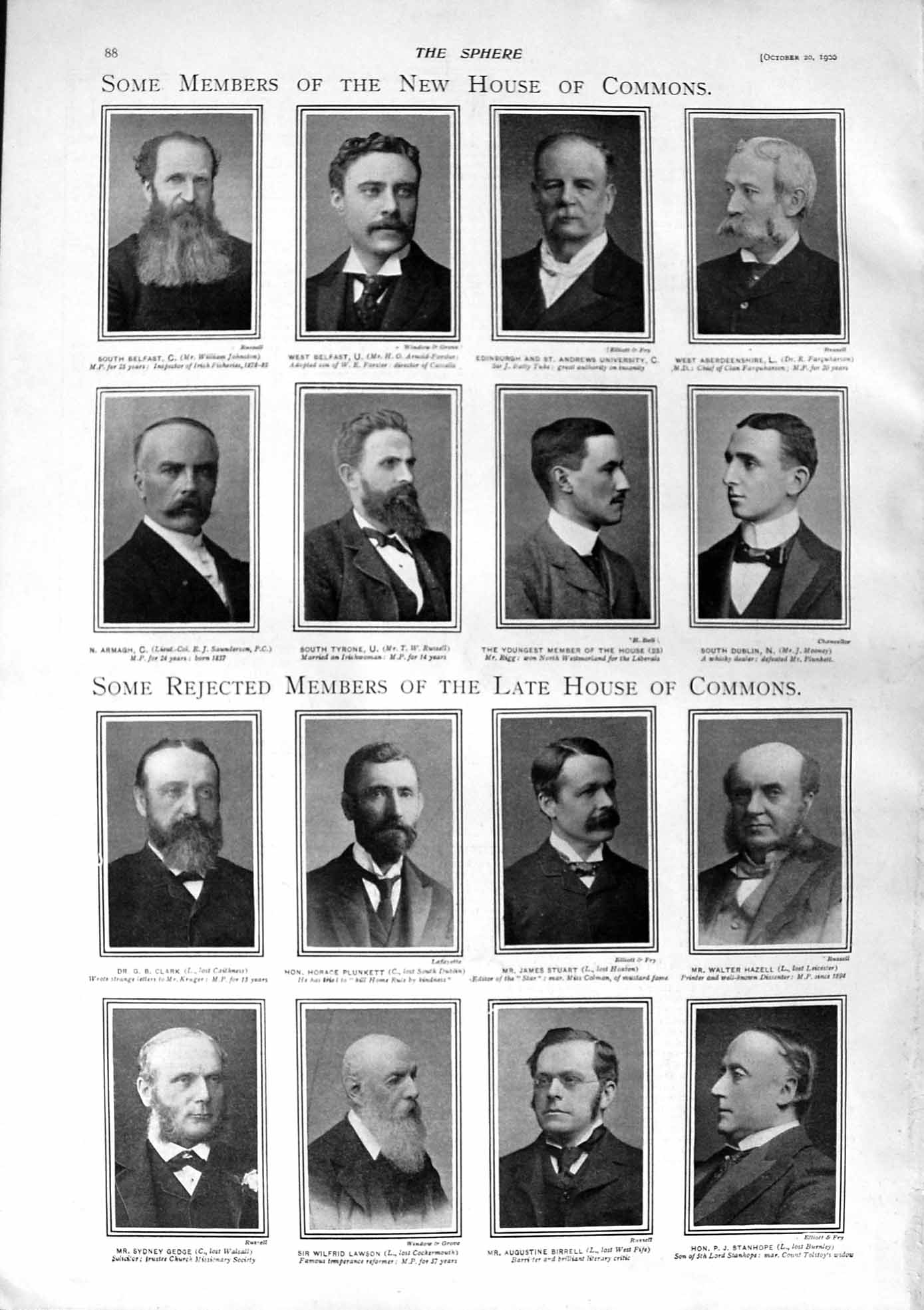 Old Antique Print 1900 Commons Clark Caithness Gedge Stanhope Rigg Botha 20th