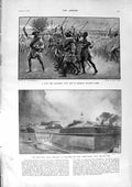 Original Old Antique Print 1900 Zulu Impi General Bullers Camp War Portsmouth