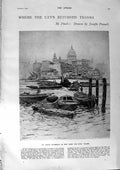 Old Antique Print 1900 St. Paul'S Cathedral Thames War Wylam Veldt Miles 20th