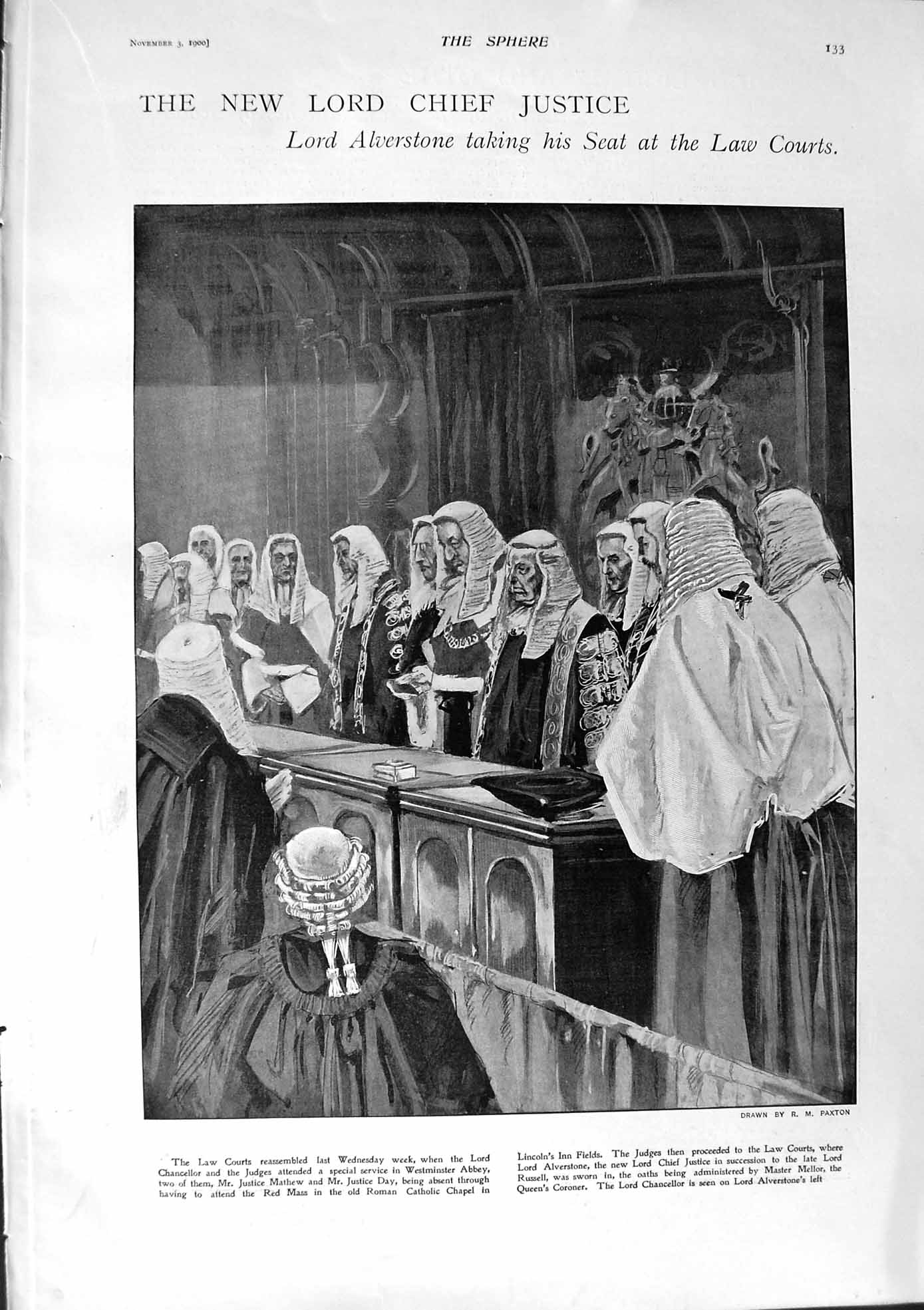 Old Antique Print 1900 Lord Alverstone Law Courts Rainy Orr Taylor Mair 20th
