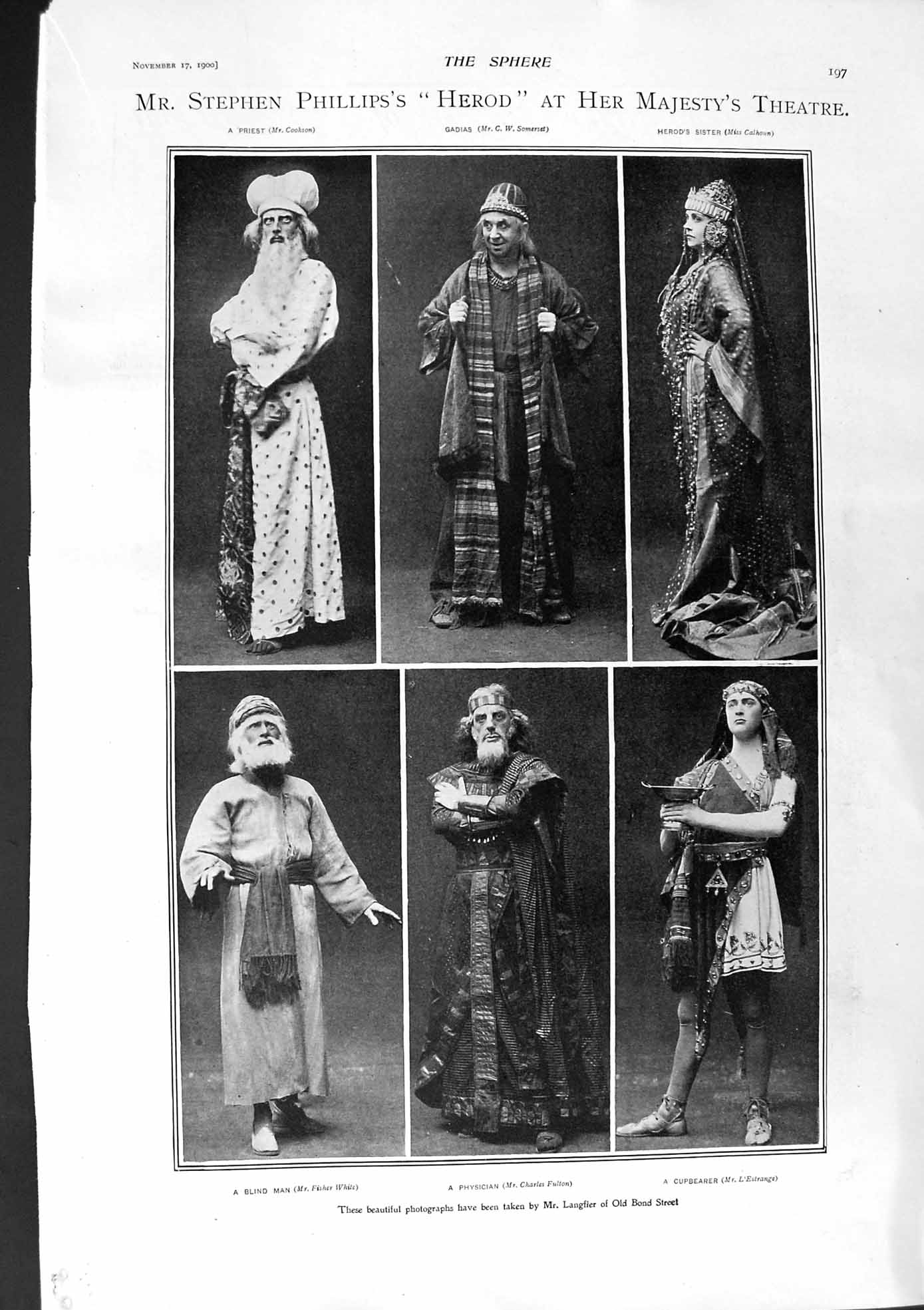 Original Old Antique Print 1900 Herod Theatre Fulton White Cookson Coal Strike