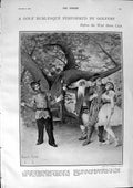 Old Antique Print 1900 Herts Golf Club Burlesque John'S Church Hampstead 20th