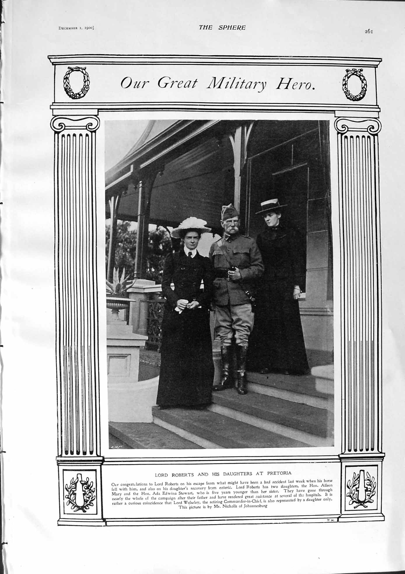 Original Old Antique Print 1900 Lord Roberts Aileen Ada Frau Von Liebert Africa