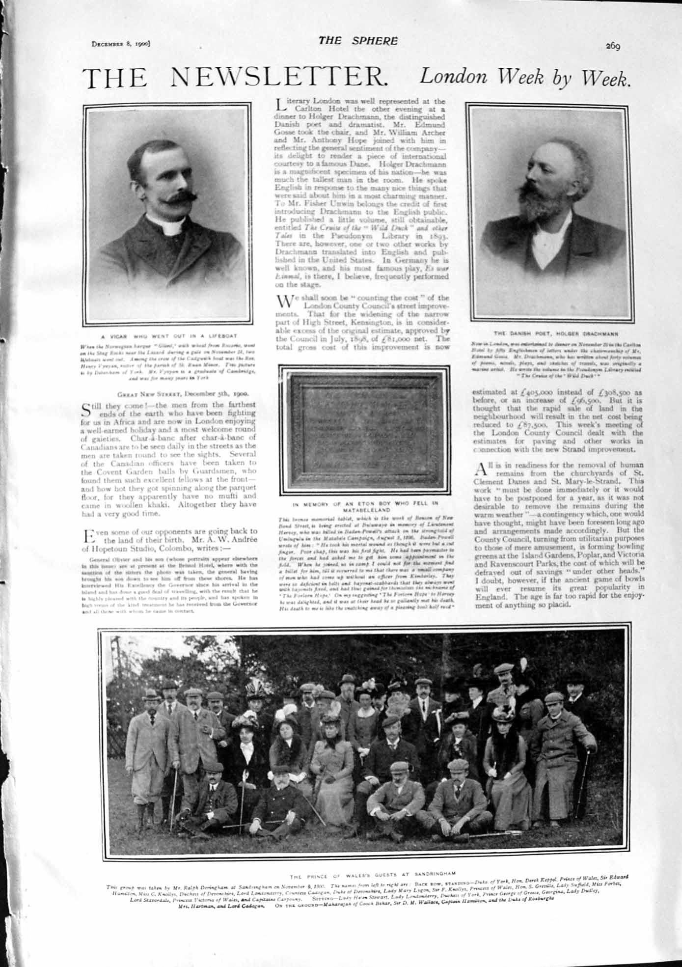 Old Antique Print 1900 Drachmann Vyuyan Sandringham Duke Prince Berwick 20th