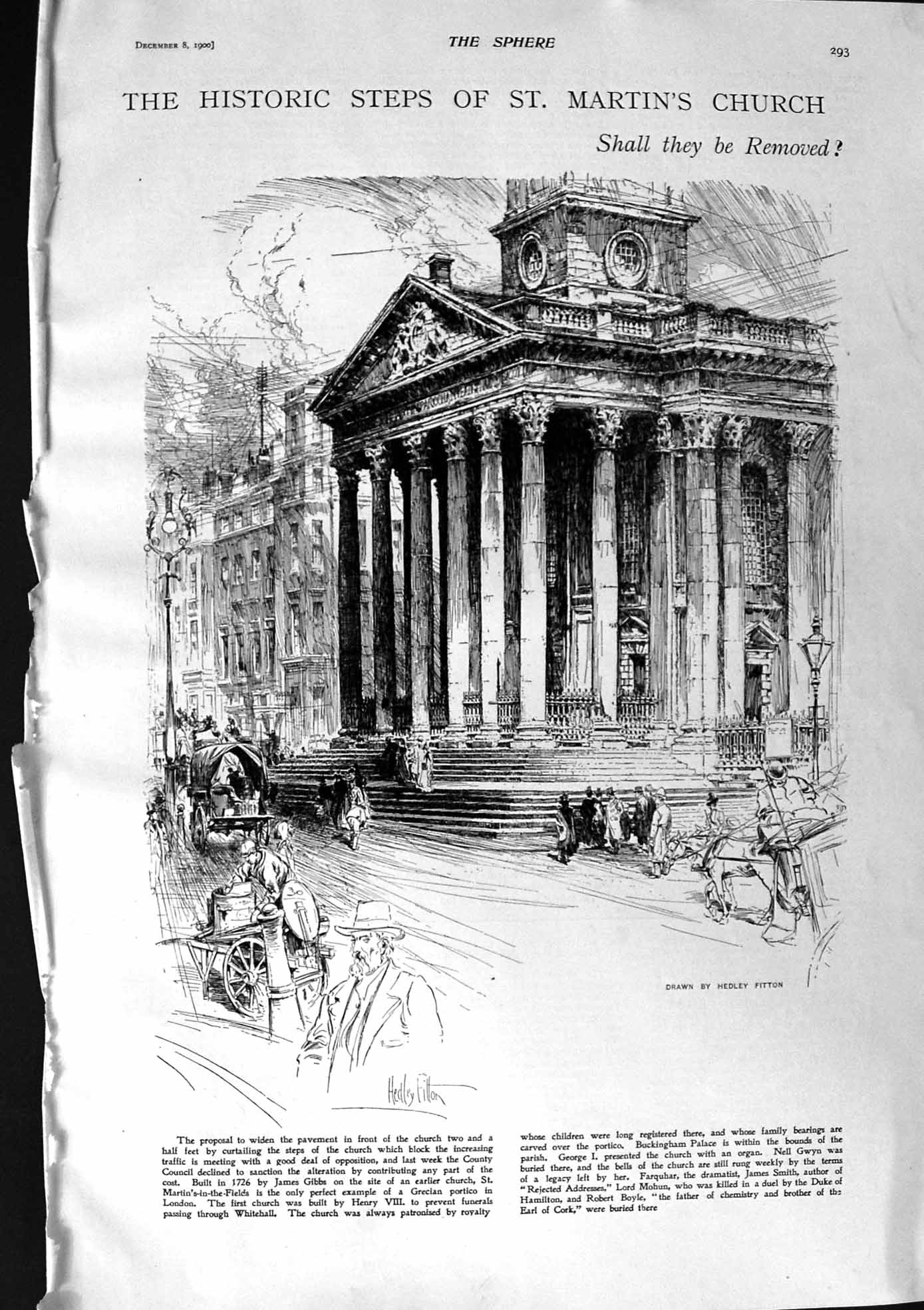 Original Old Antique Print 1900 Historic Steps St. Martin'S Church Architecture