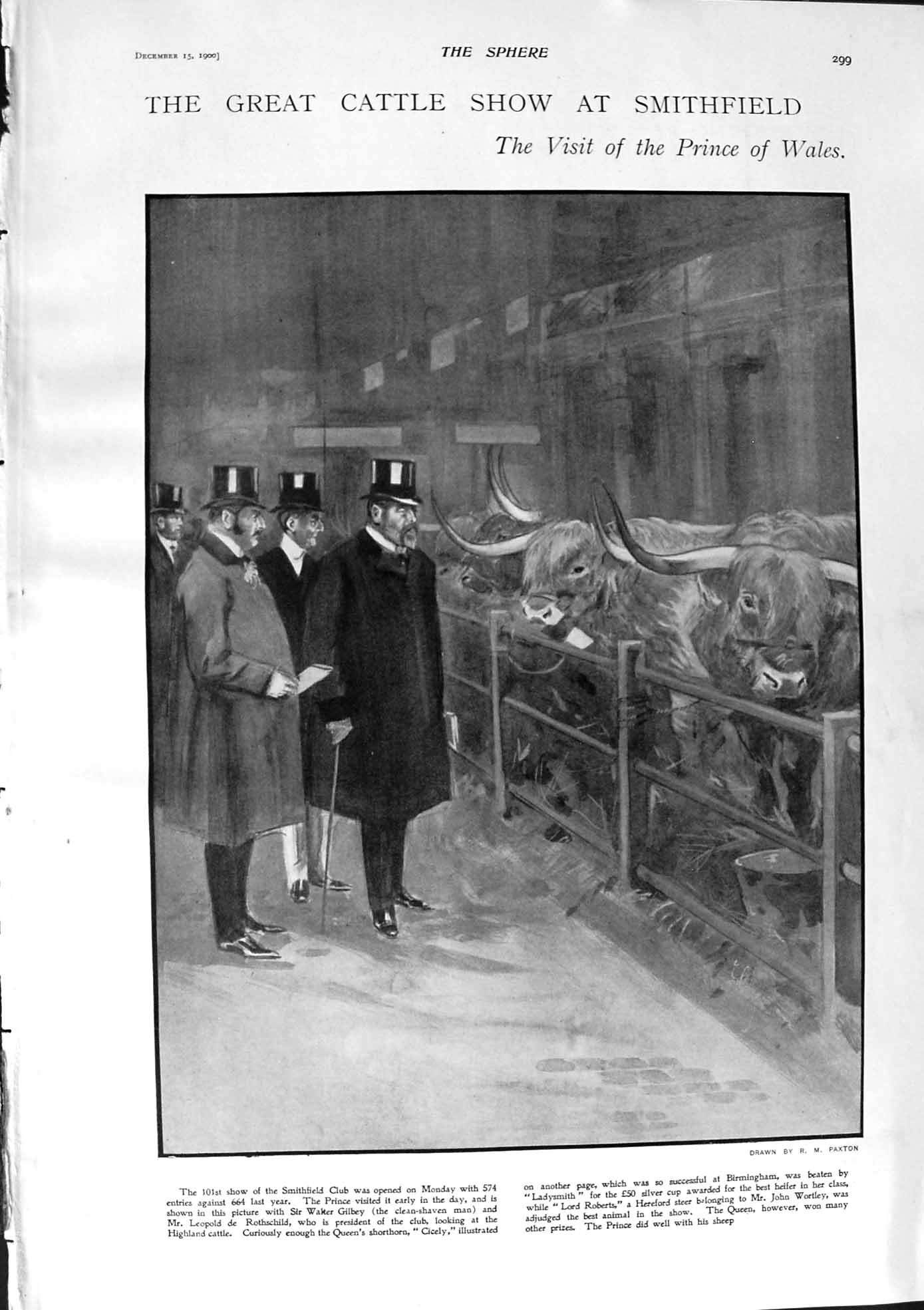 Old Antique Print 1900 Cattle Show Smithfield Prince Wales Wartenburg Von 20th