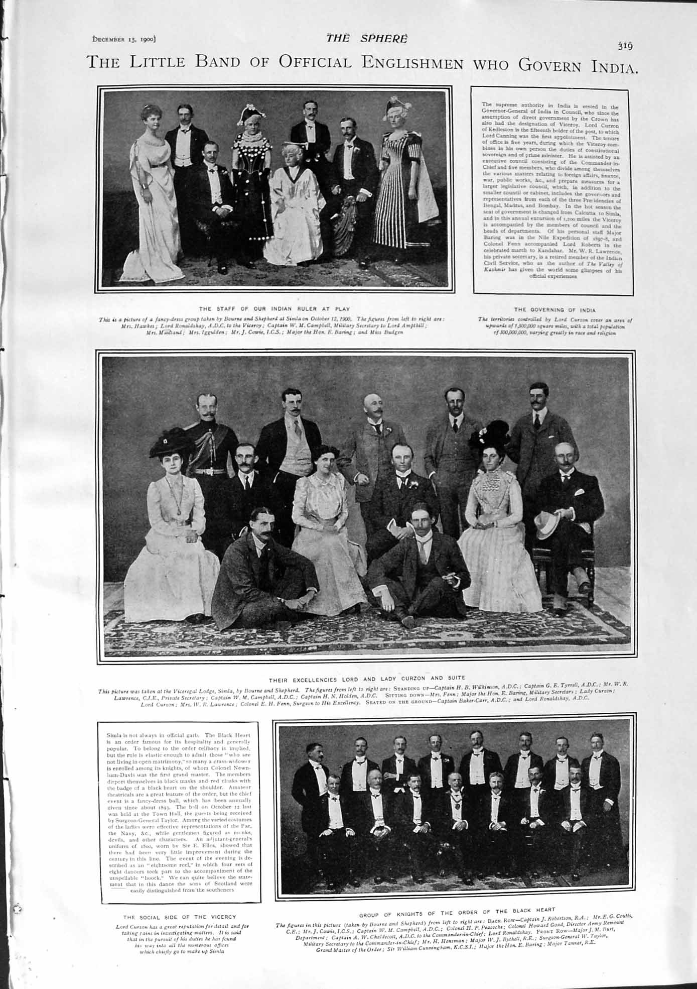 Old Antique Print 1900 India Knights Black Heart Curzon Children Storys 20th