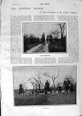 Old Antique Print 1900 Horses Hunting Hounds Theatre Moore Douste Eastney 20th