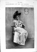 Original Old Antique Print 1900 Portrait Woman Patridge Welbeck Abbey Fountain