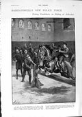 Old Antique Print 1900 Baden-Powell Police Alderhot Horses Gneisenau Ship 20th