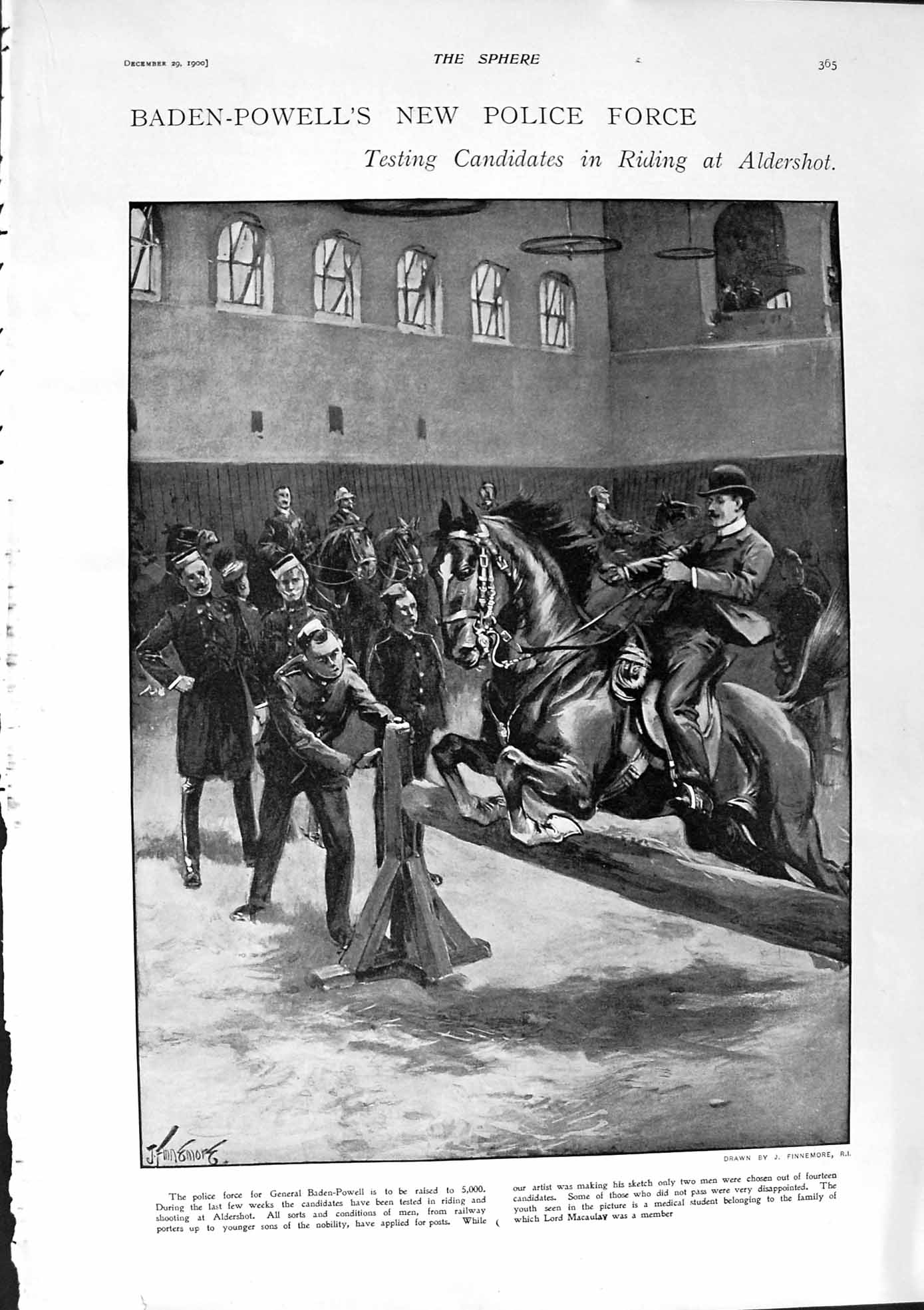 Old Antique Print 1900 Baden-Powell Police Alderhot Horses Gneisenau Ship 20th
