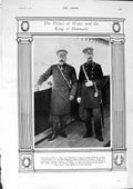 Original Old Antique Print 1900 Prince Wales King Denmark Ship Maps Europe 20th