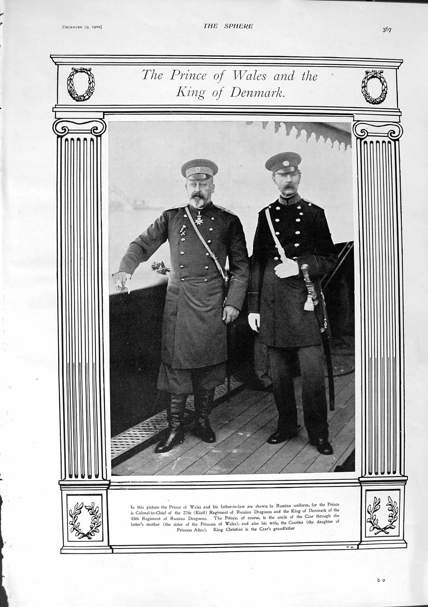Original Old Antique Print 1900 Prince Wales King Denmark Ship Maps Europe 20th