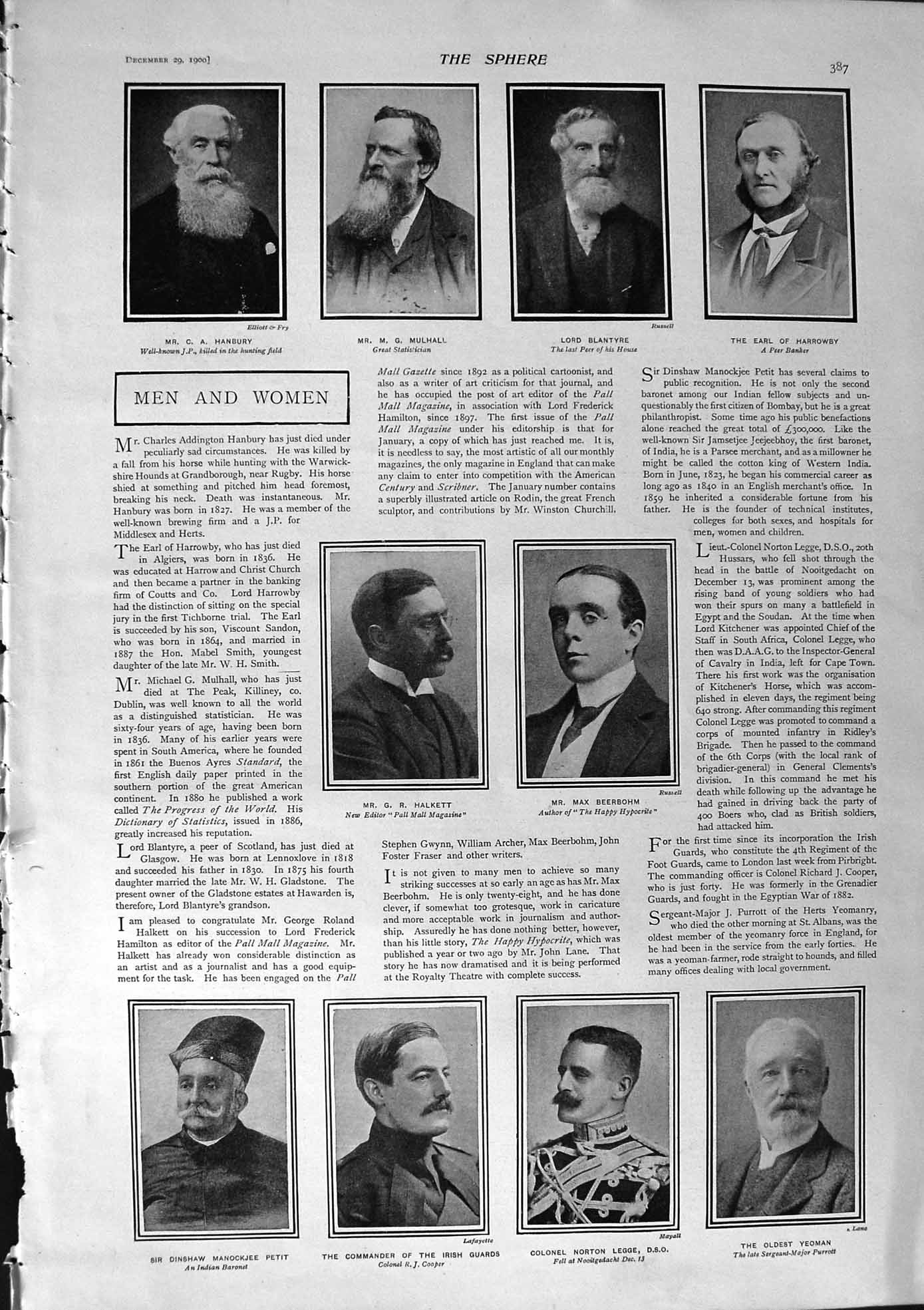 Old Antique Print 1900 Hanbury Blantyre Beerbohm Cooper Lloyd Electrical 20th