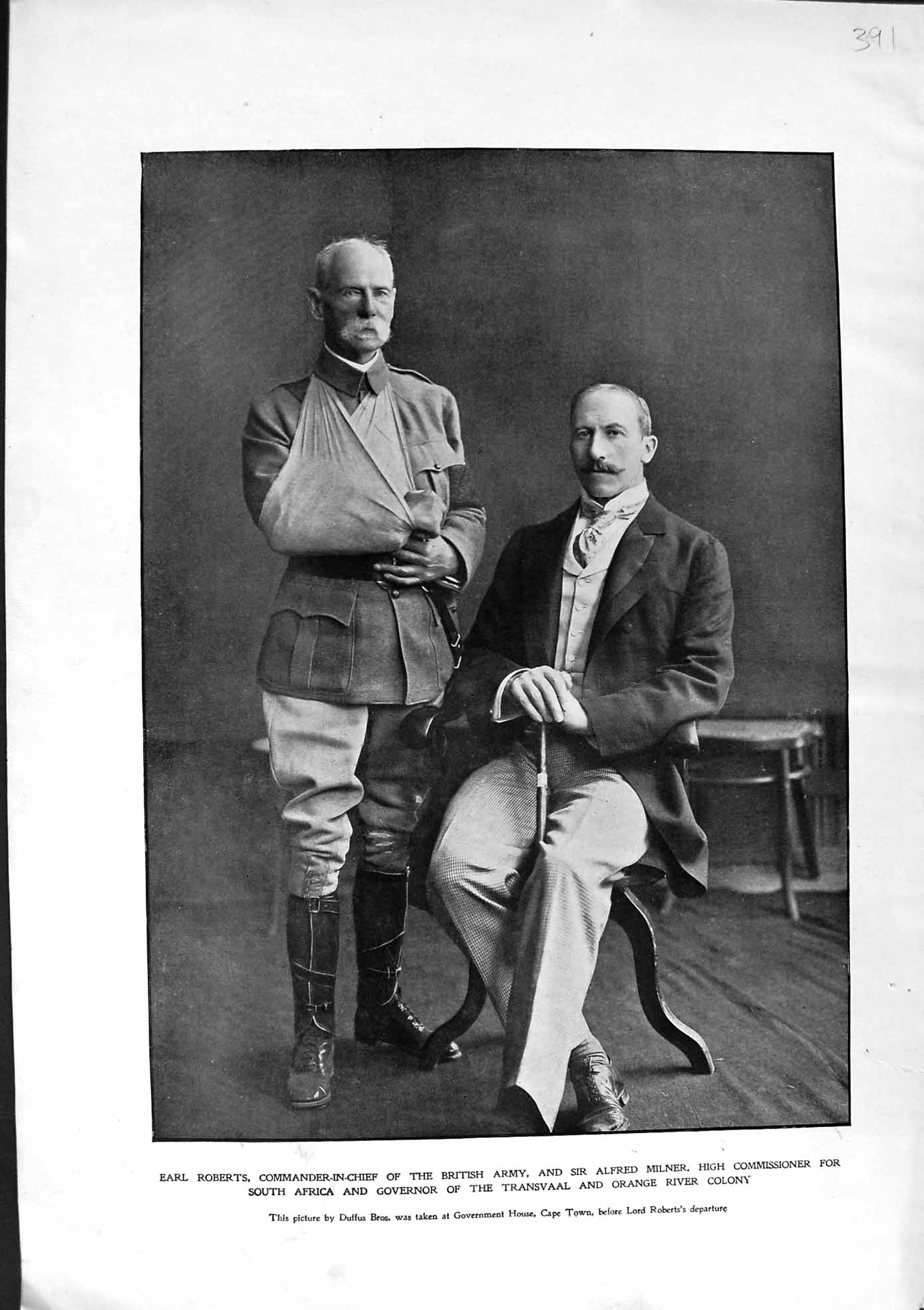 Original Old Antique Print 1900 Portrait Earl Roberts Alfred Milner Africa War