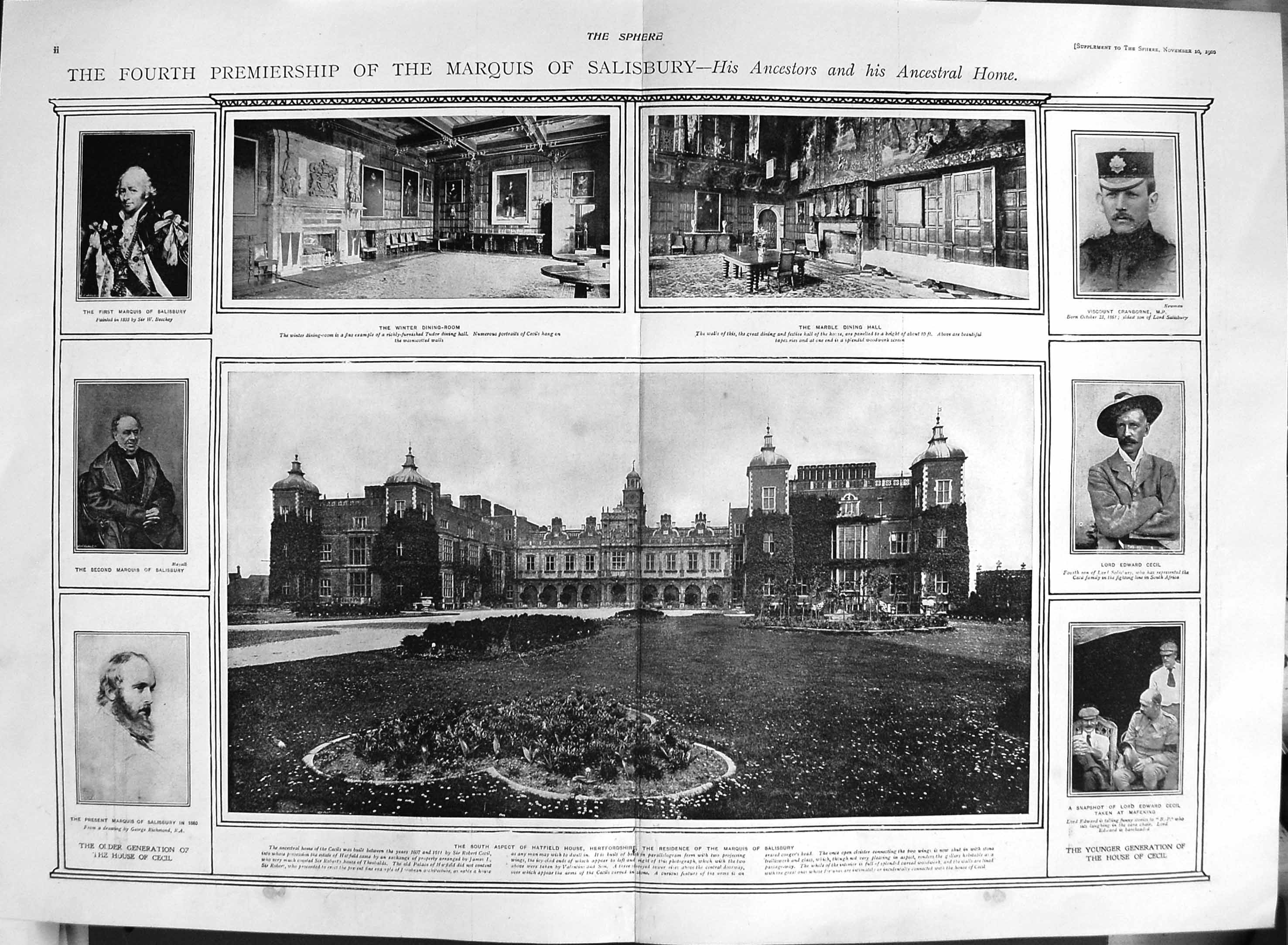 Old Antique Print 1900 Marquis Salisbury Robert Arthur Talbot Lord Cecil 20th