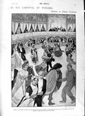 Original Old Antique Print 1901 Ice Carnival Niagara Skaters Mrs Gaskell Author
