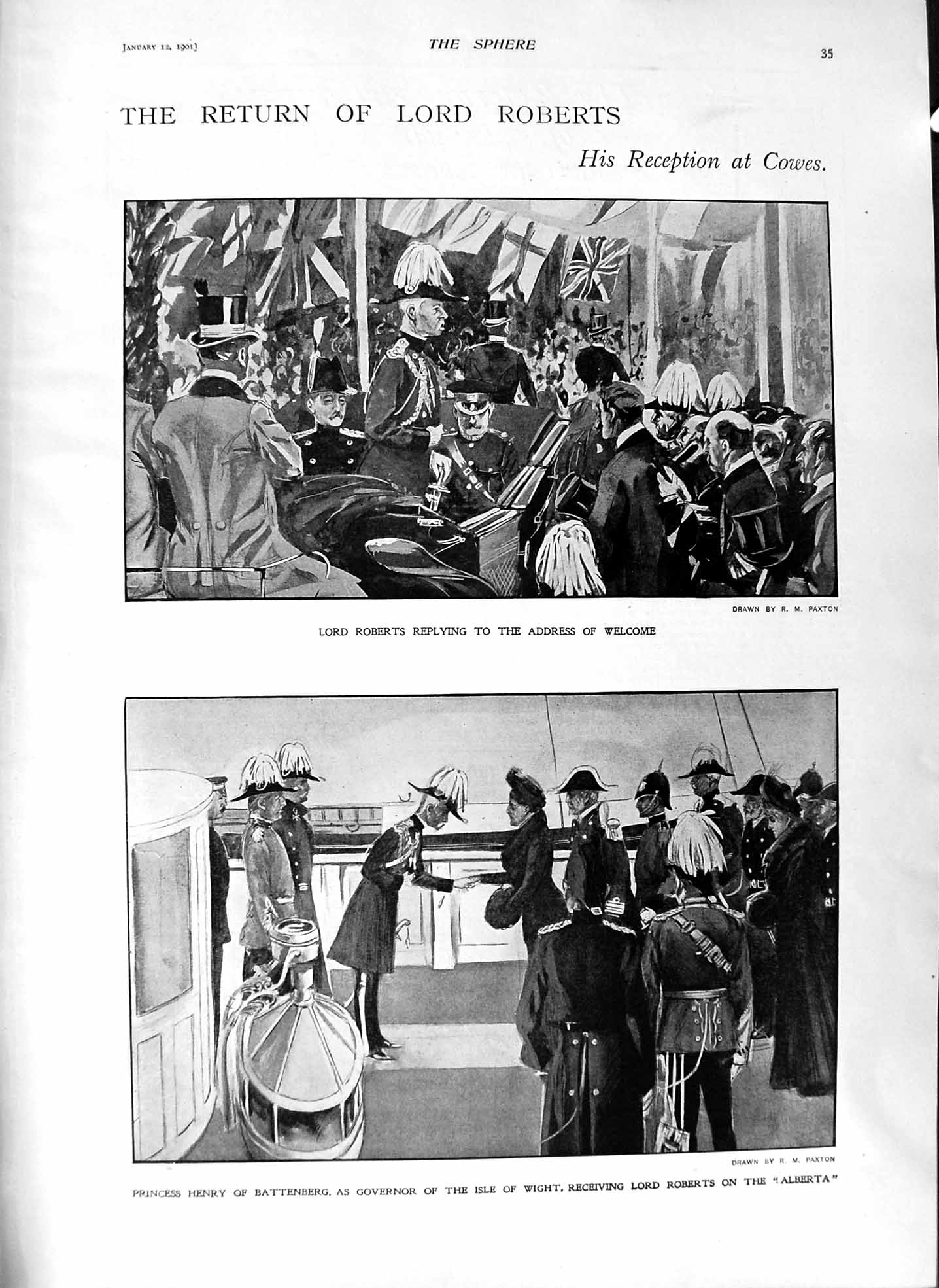 Old Antique Print 1901 Lord Roberts Cowes Henry Battenberg Tenniel Punch 20th