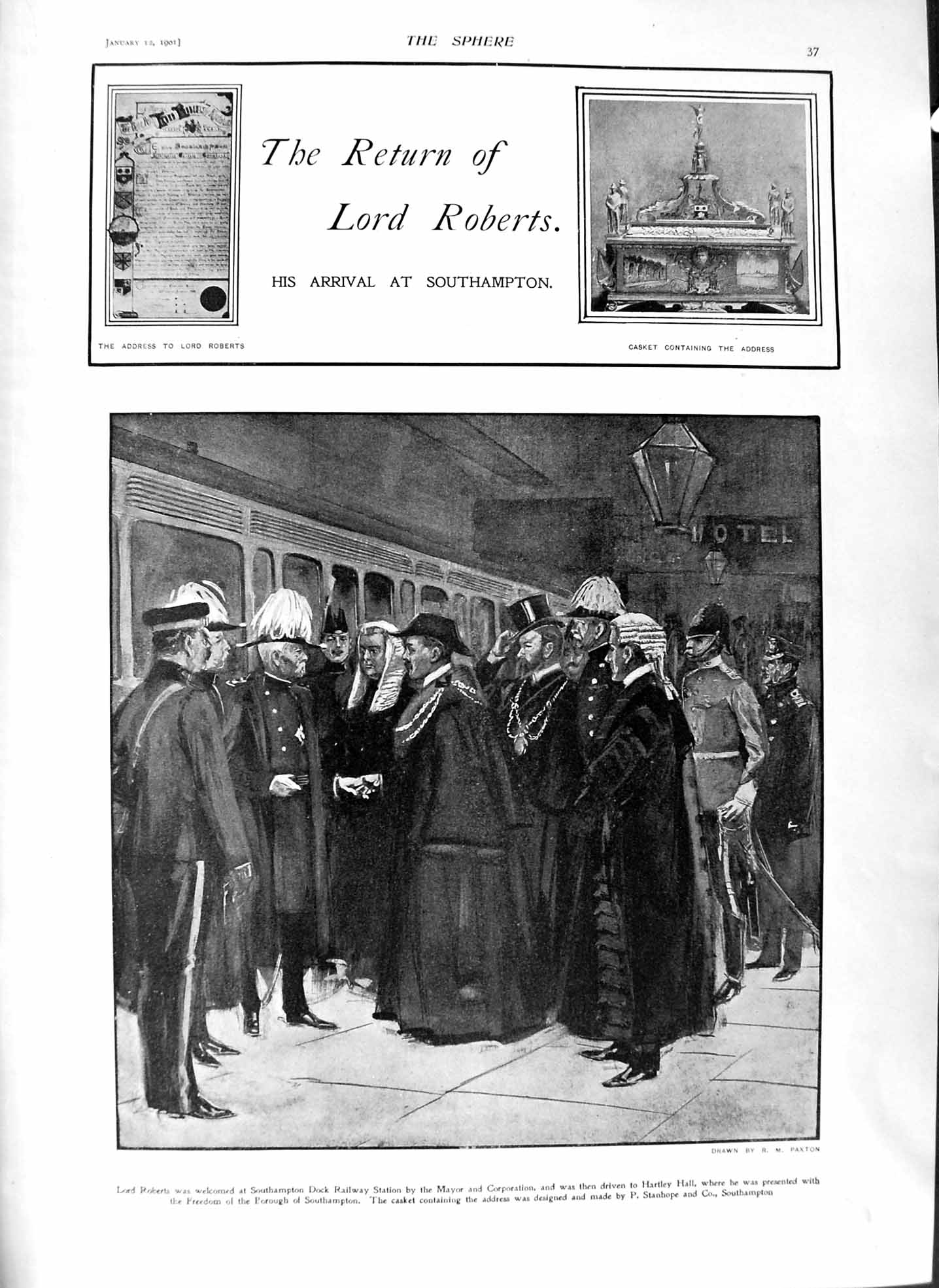 Old Antique Print 1901 Lord Roberts Southampton Train Ship Canada Dawkins 20th