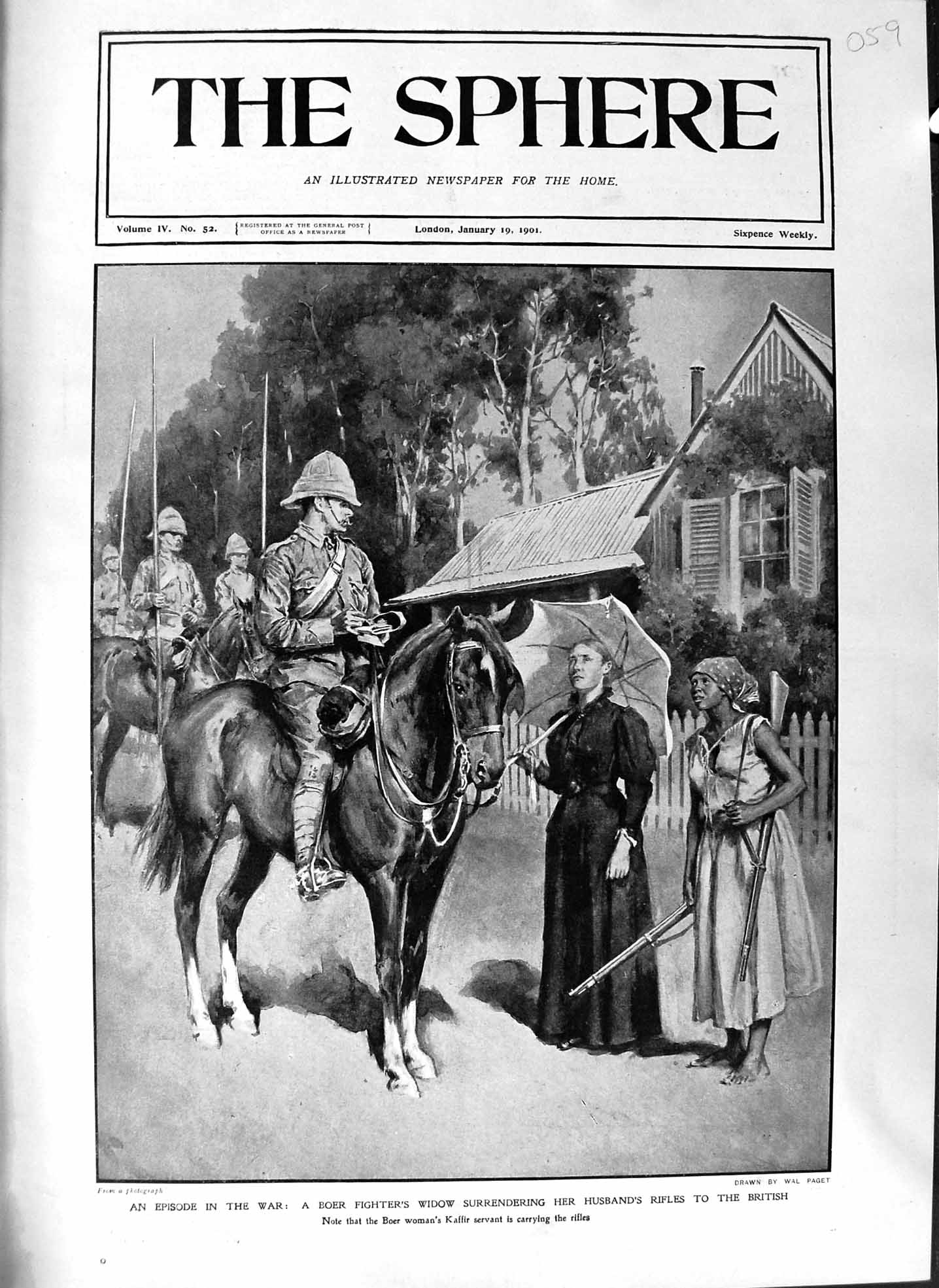 Original Old Antique Print 1901 War Boer Fighters Widow Kaffir Servant British