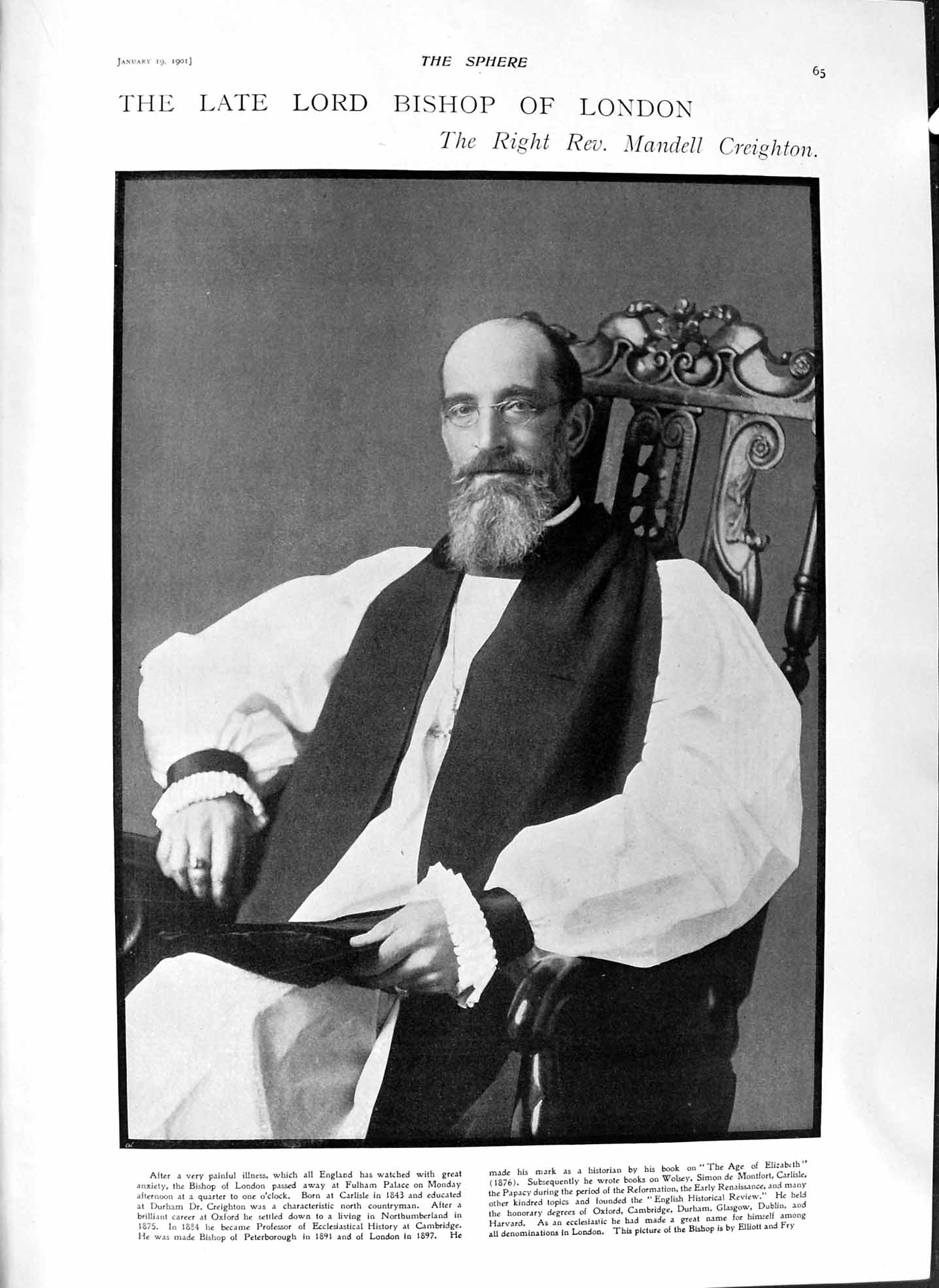 Original Old Antique Print 1901 Bishop London Mandell Creighton Queen Holland