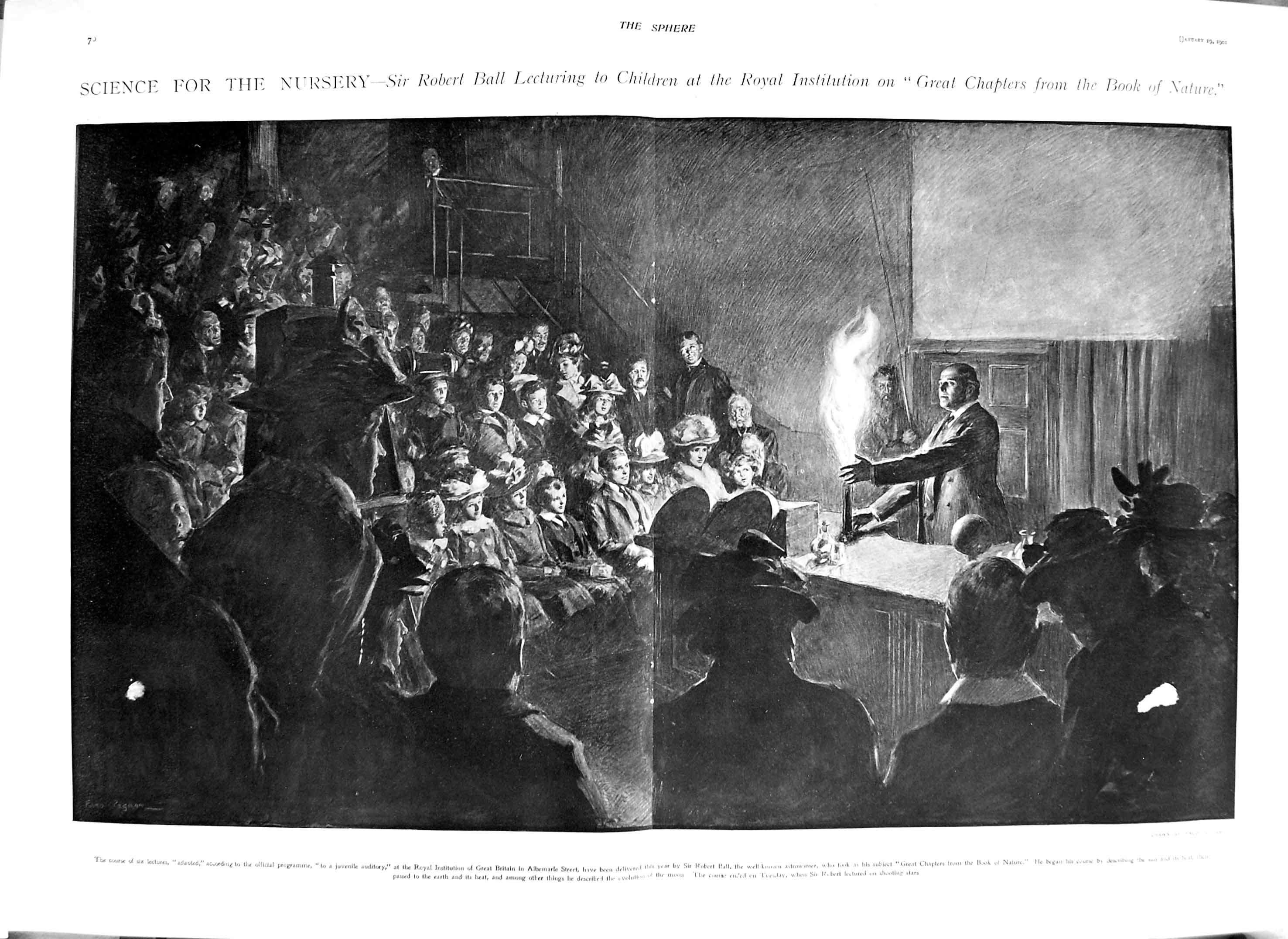 Original Old Antique Print 1901 Sir Robert Ball Children Instituion Albermarle 0