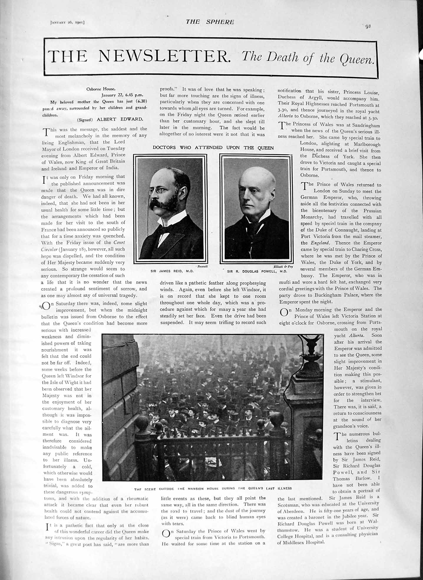 Original Old Antique Print 1901 Reid Powell Mansion House Prince Wales Charing