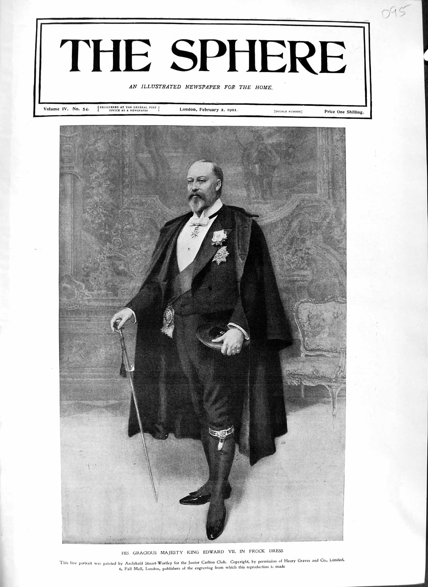 Old Antique Print 1901 Portrait Gracoius Majesty King Edward Frock Dress 20th