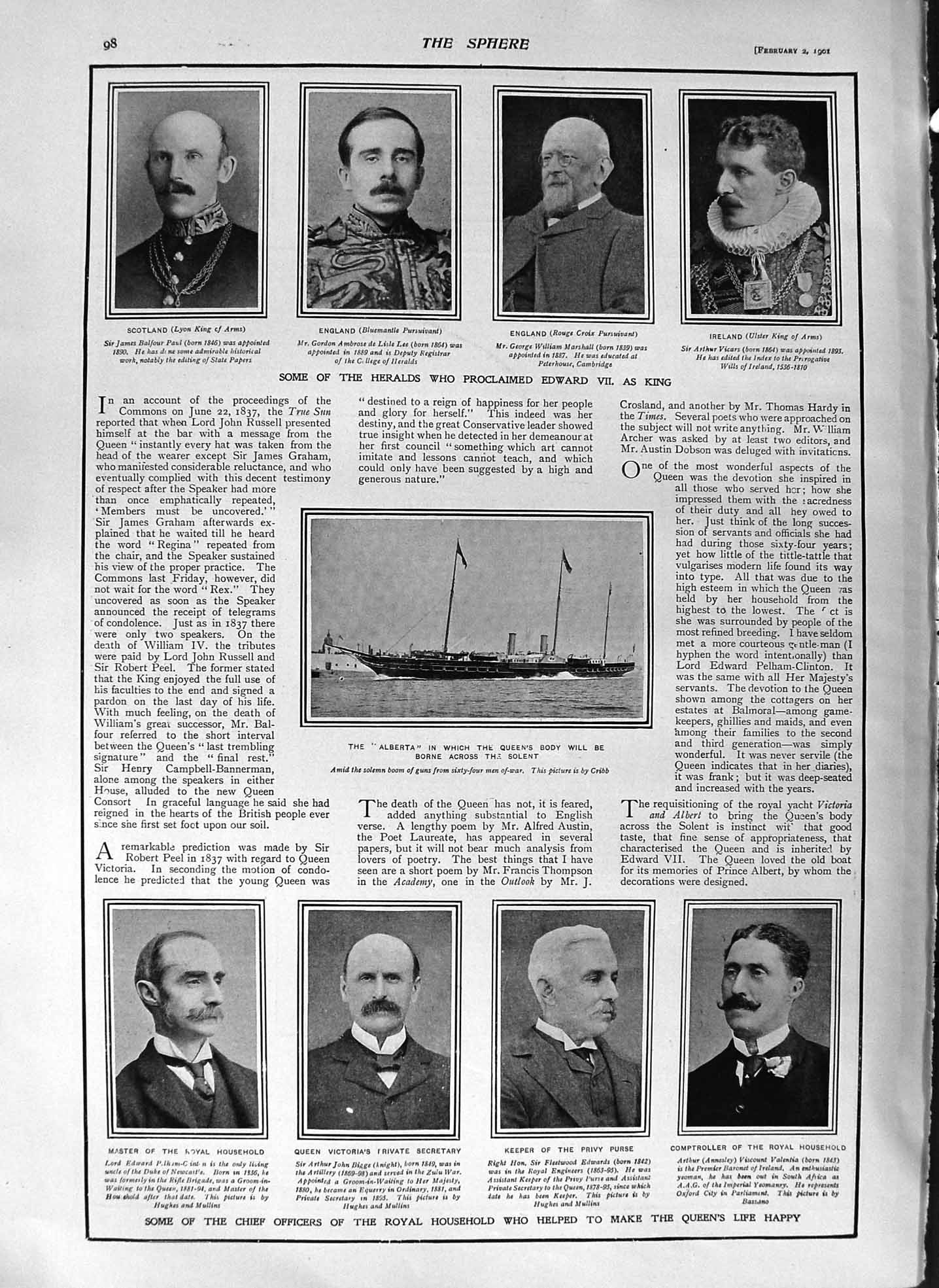 Old Antique Print 1901 Alberta Ship Balfour Vicars King Proclamation Army 20th
