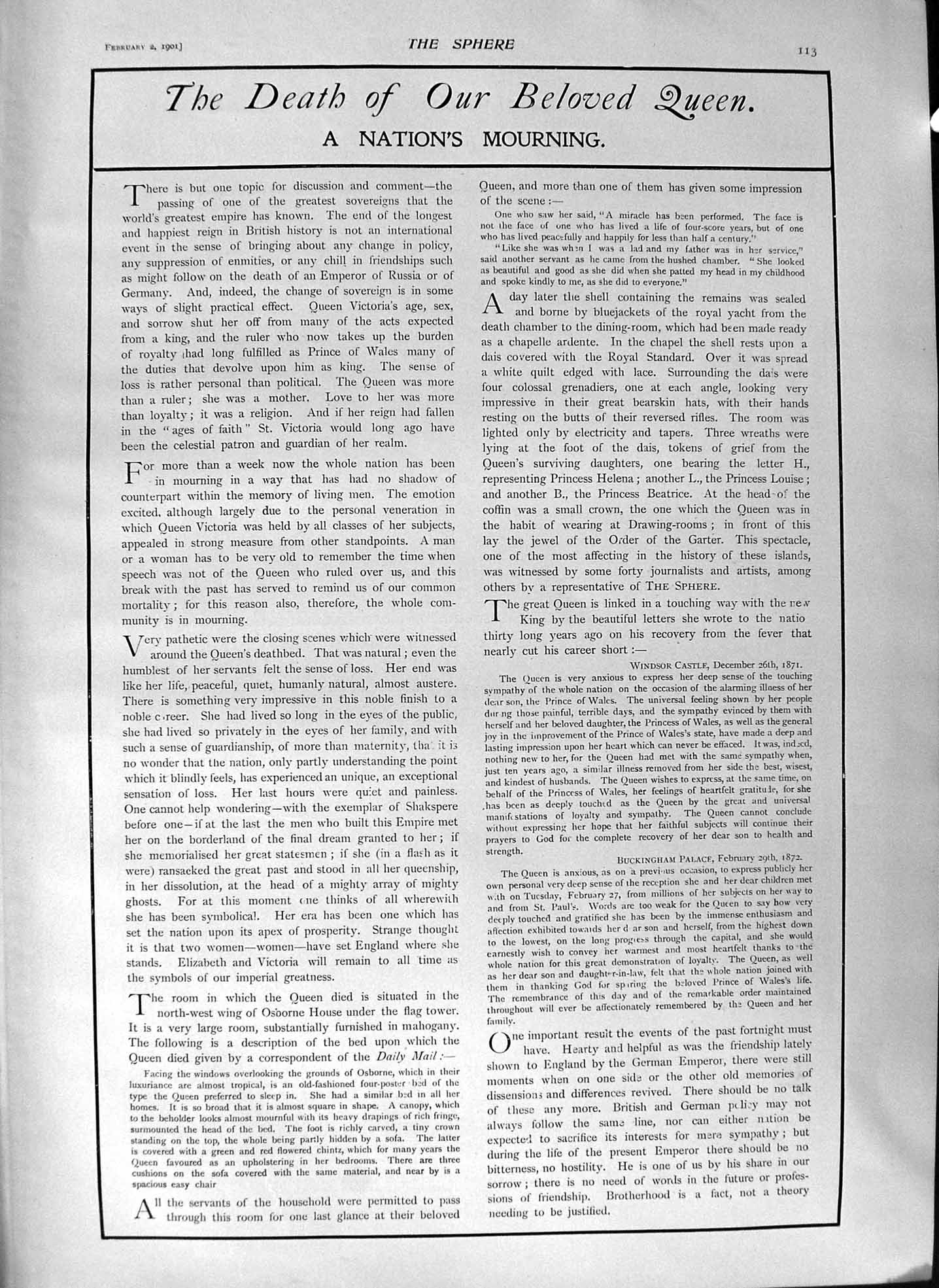 Original Old Antique Print 1901 Death Queen Victoria Frogmore Mausoleum Consort
