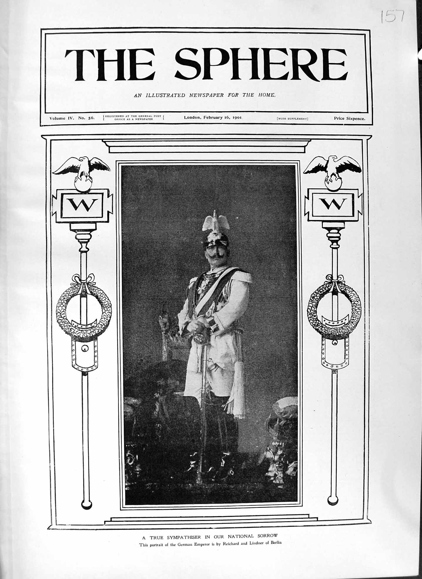 Original Old Antique Print 1901 Portrait German Emperor Reichard Lindner 20th