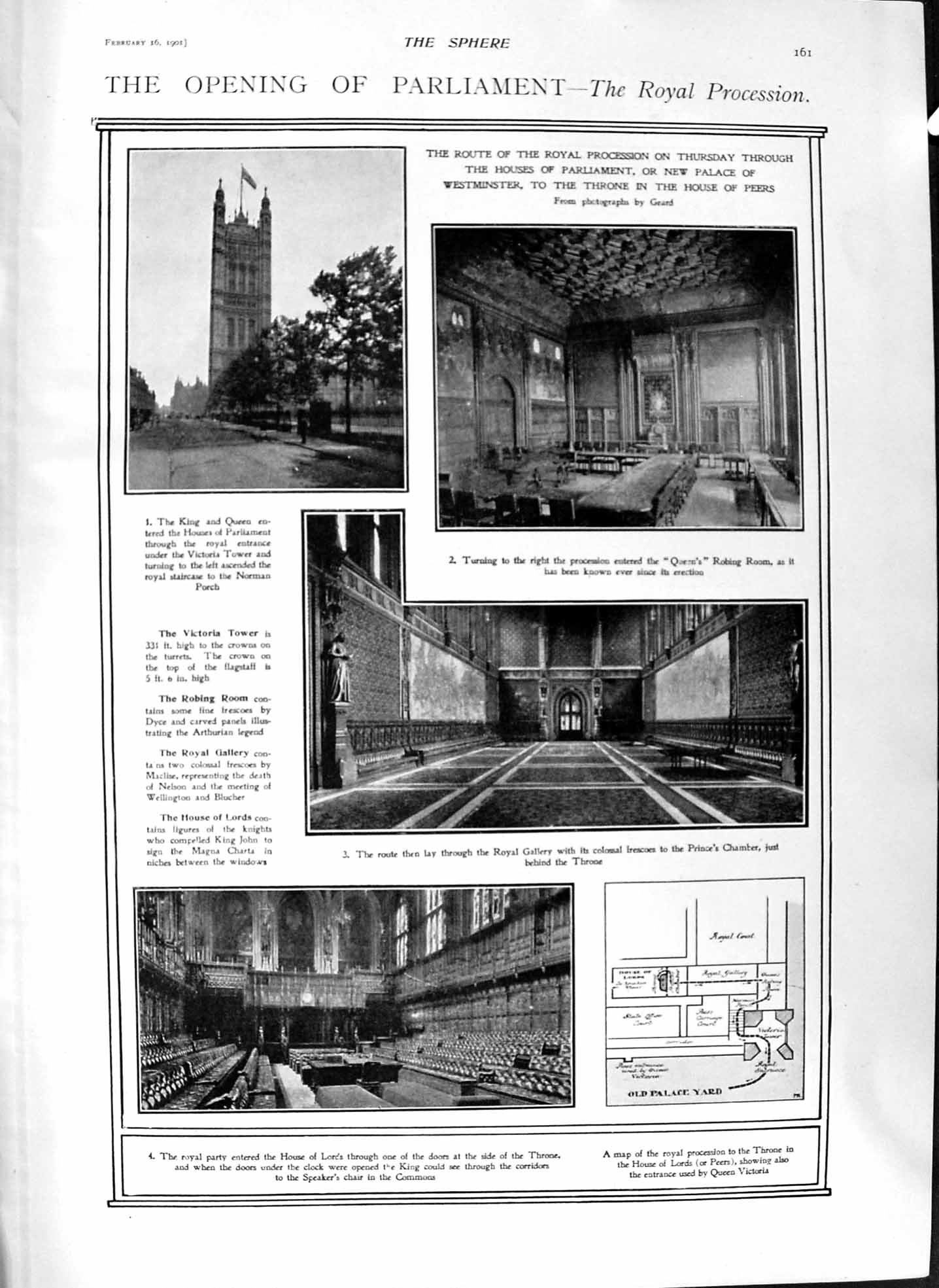 Old Antique Print 1901 Parliament Westminster House Lords Albert Chapel 20th