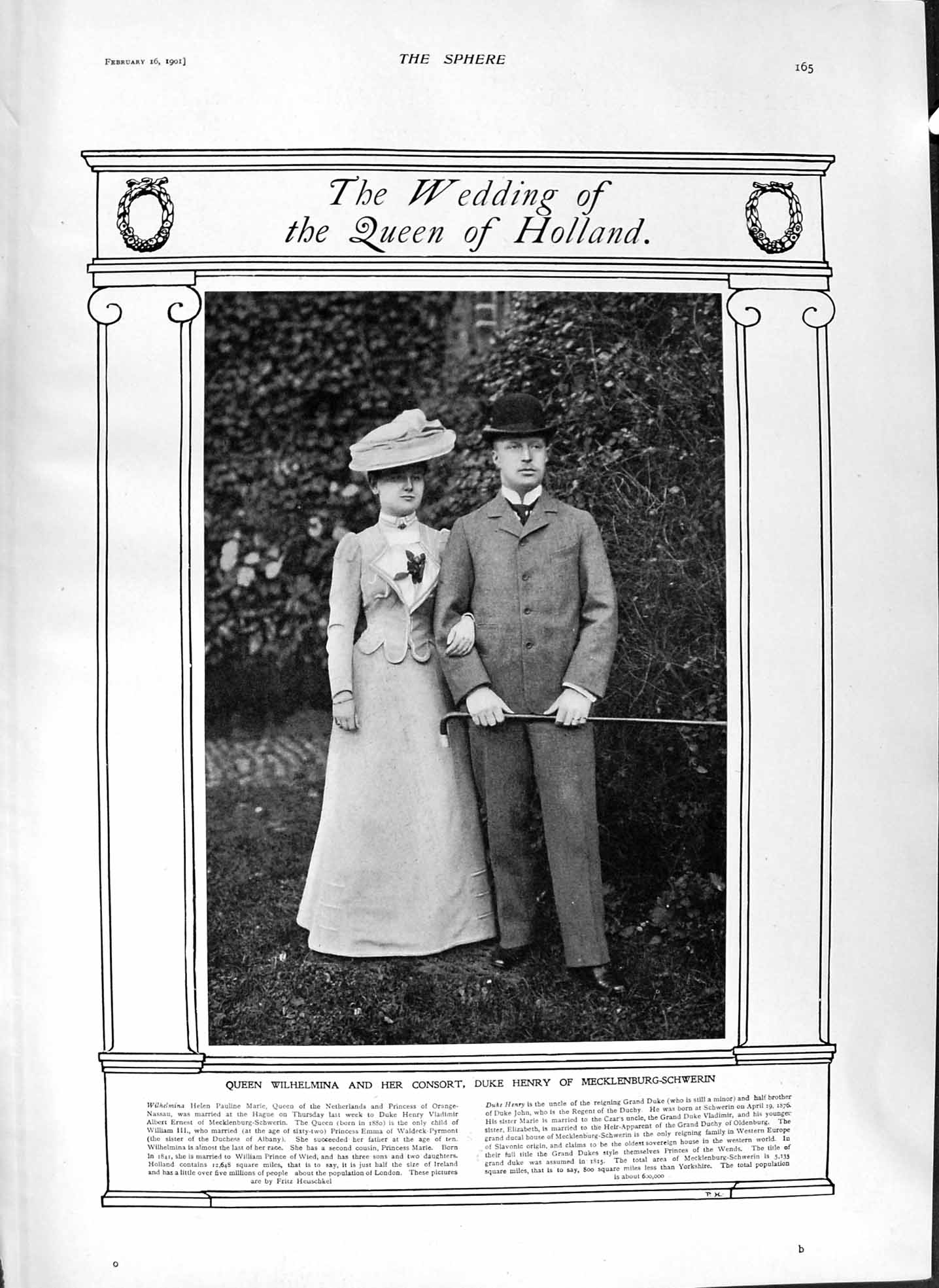 Old Antique Print 1901 Queen Wilhelmina Duke Henry King Edward Autograph 20th