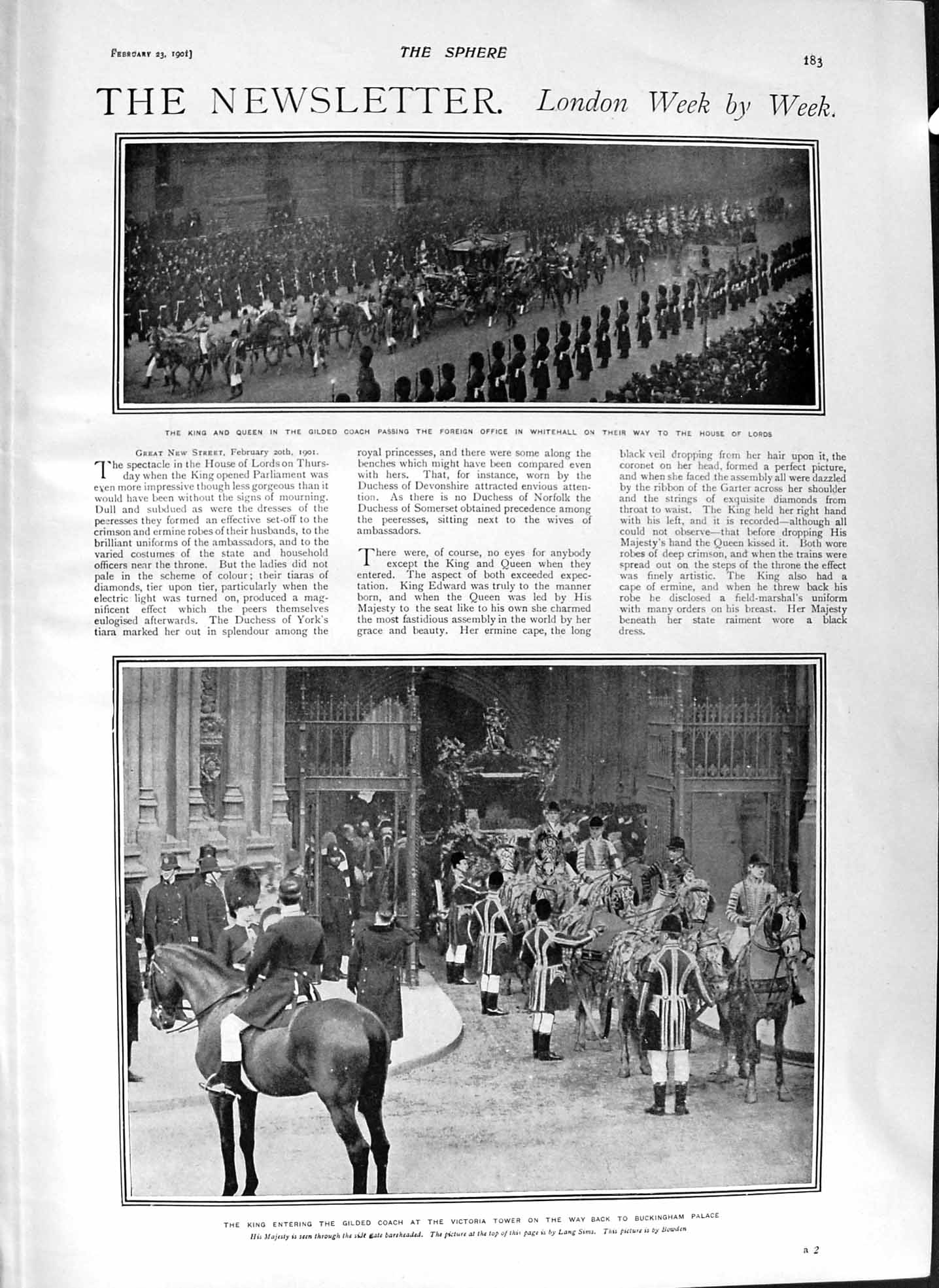 Old Antique Print 1901 King Queen Whitehall Gilded Coach King Milan Ship 20th