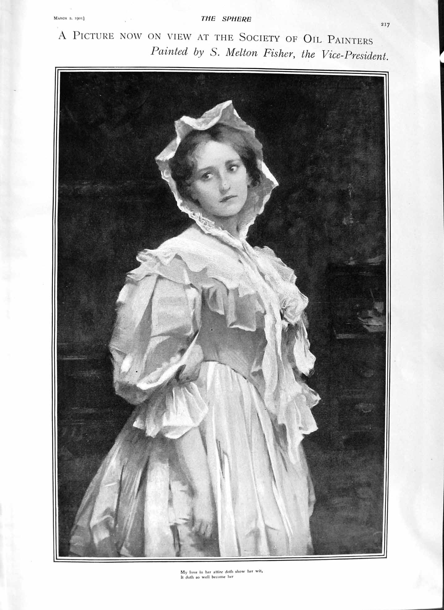 Original Old Antique Print 1901 Beautiful Girl Portrait Fisher Docks Avonmouth