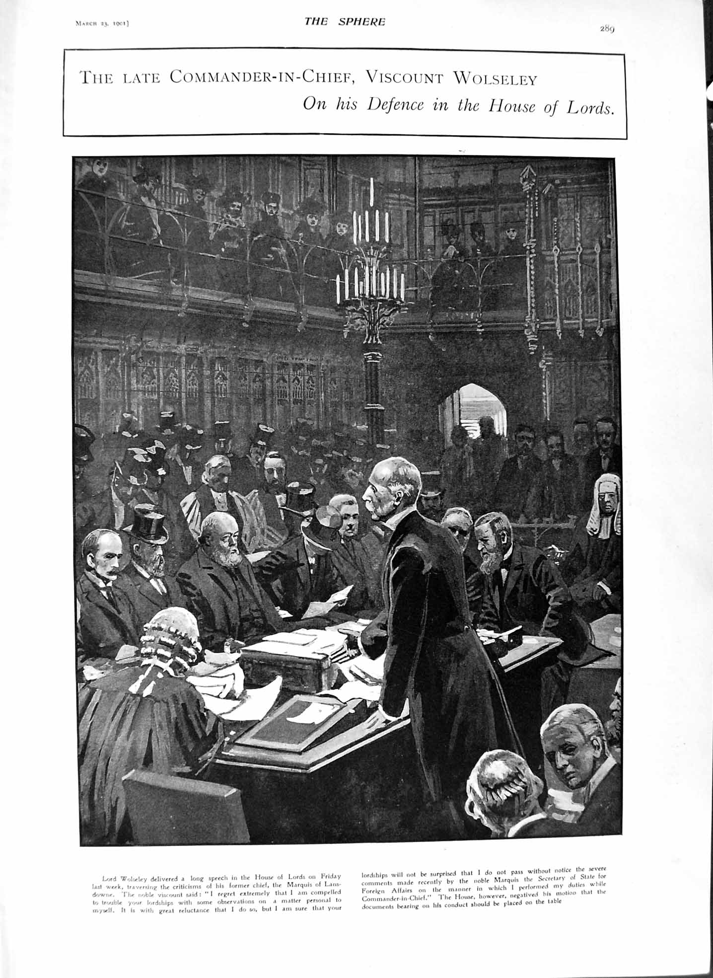 Original Old Antique Print 1901 Viscount Wolseley House Lords Ophir Portsmouth