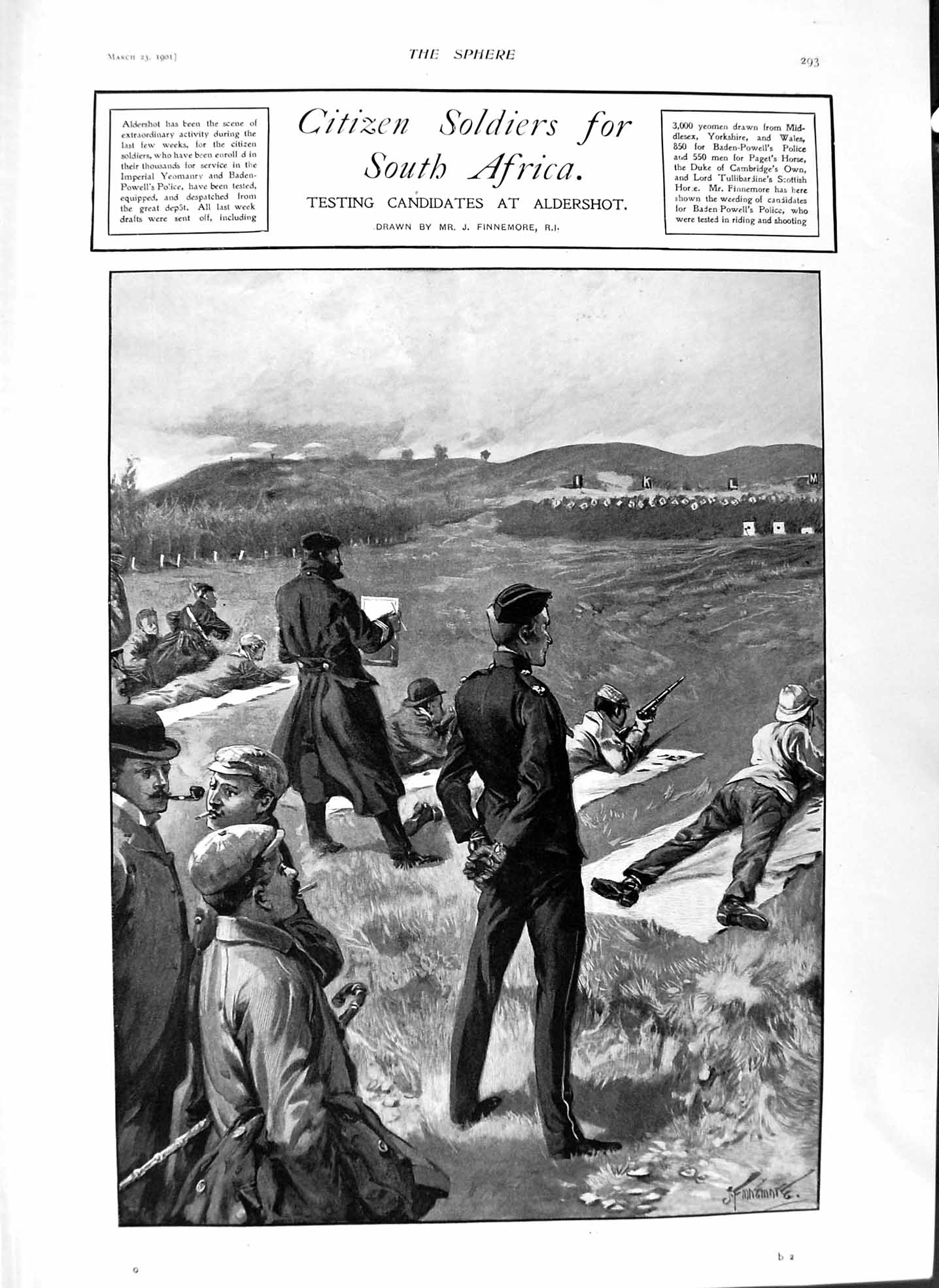 Original Old Antique Print 1901 Aldershot Siers Shooting Mrs Graham Menzies Dog