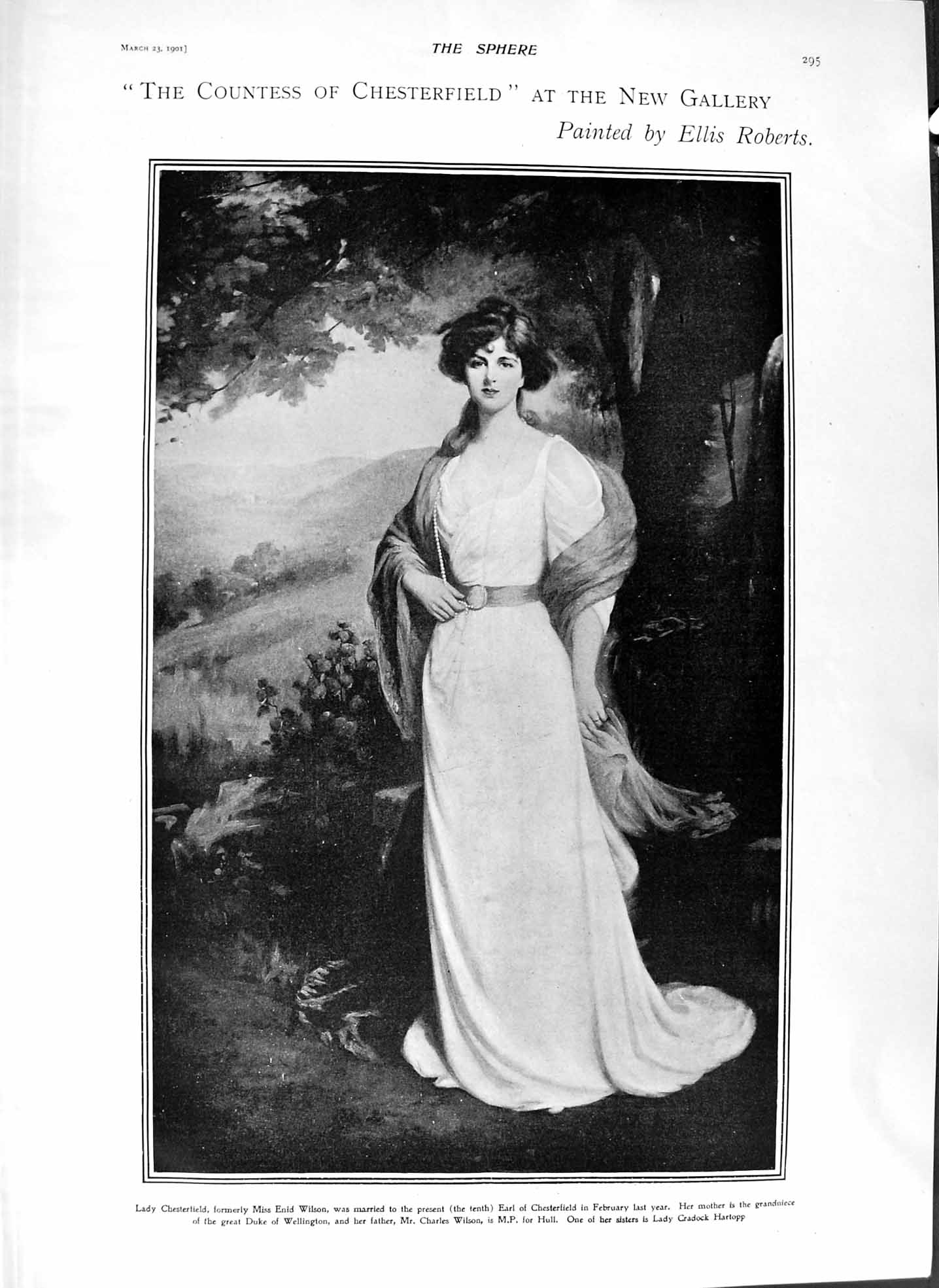 Original Old Antique Print 1901 Countess Chesterfield Wilson John'S Clerkenwell